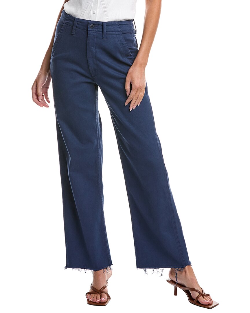 MOTHER The Major Zip Sneak Fray Insignia Blue Straight Jean