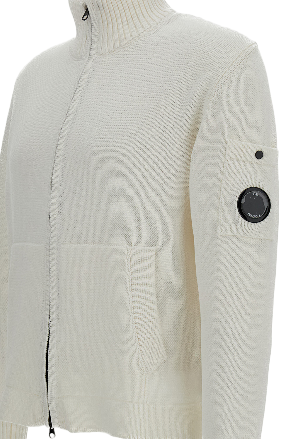 White Cotton Zipped Cardigan