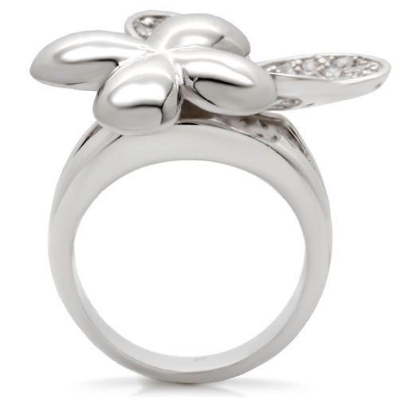 Rhodium Brass Ring with AAA Grade CZ in Clear