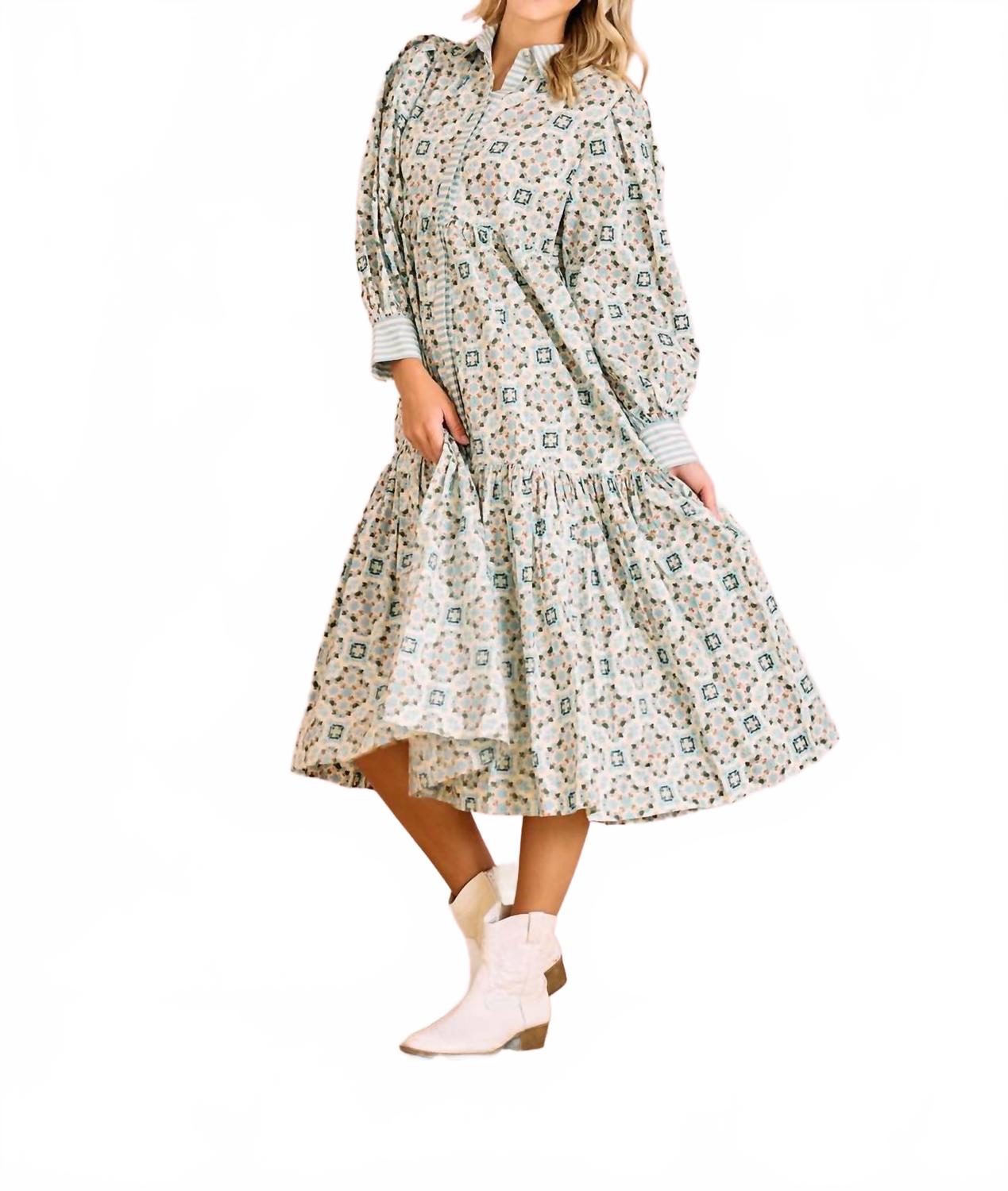 Laura Long Sleeve Dress In Green
