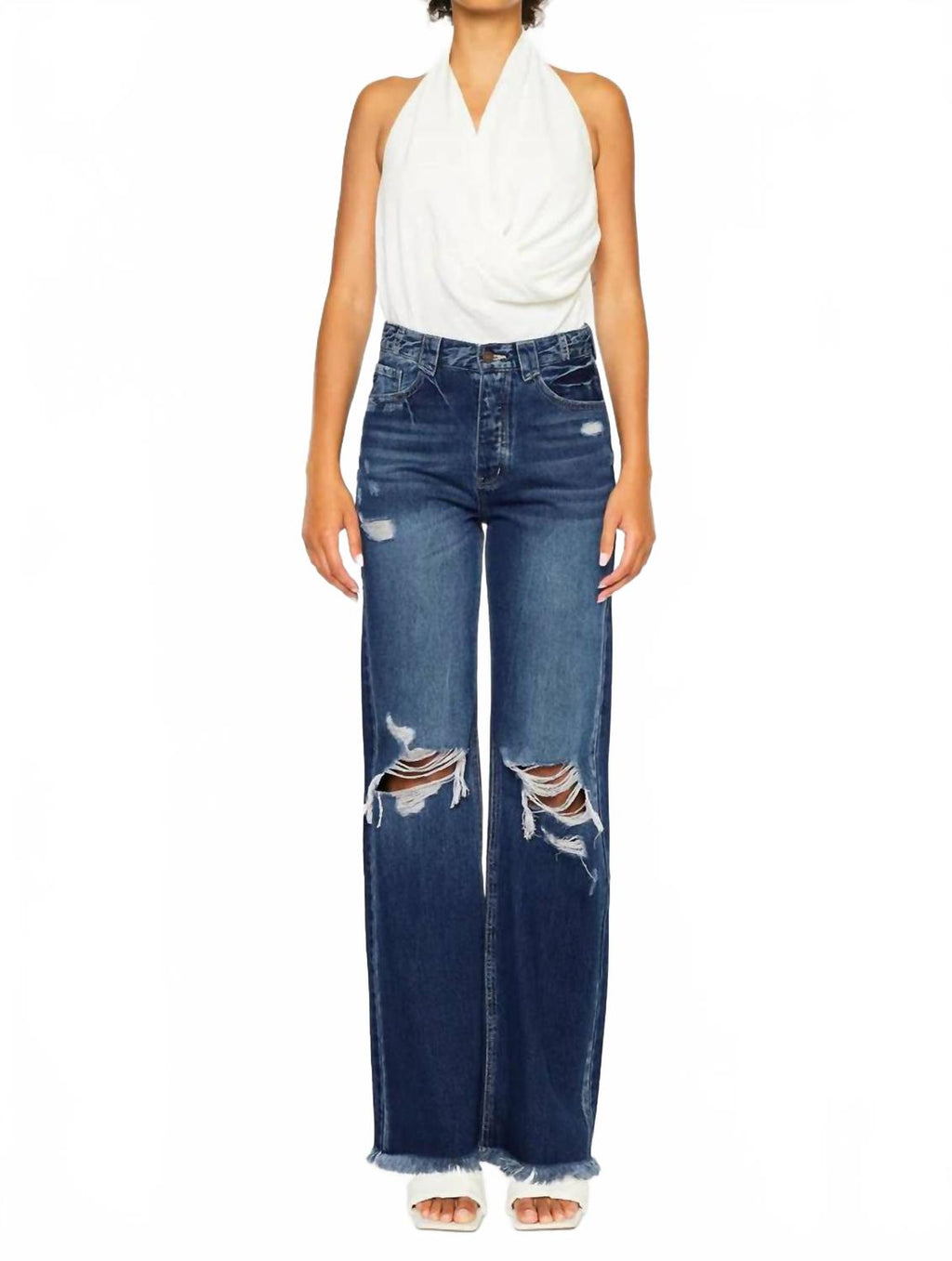 Jules Ultra High Rise 90's Flare Jeans In Dark Denim