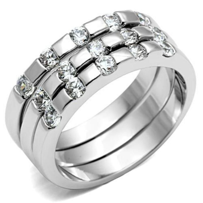 Rhodium Brass Ring with AAA Grade CZ in Clear