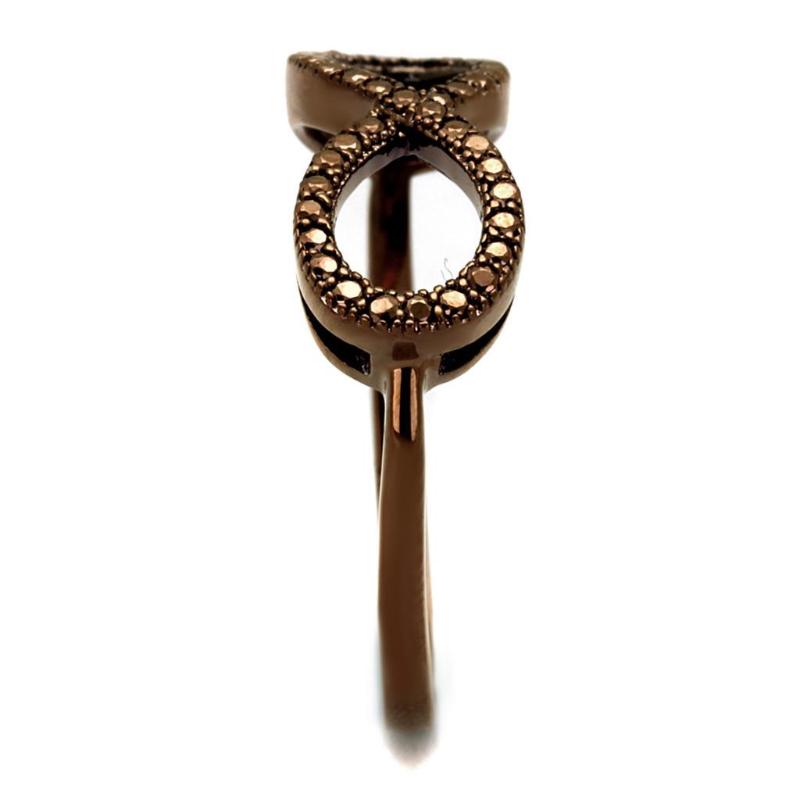 IP Coffee light Brass Ring with AAA Grade CZ in Light Coffee