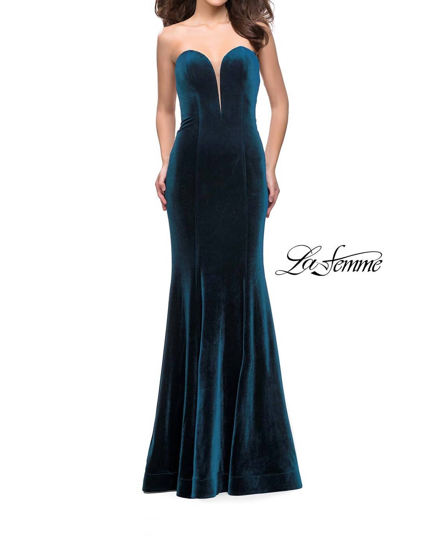 Velvet Mermaid Dress In Dark Teal