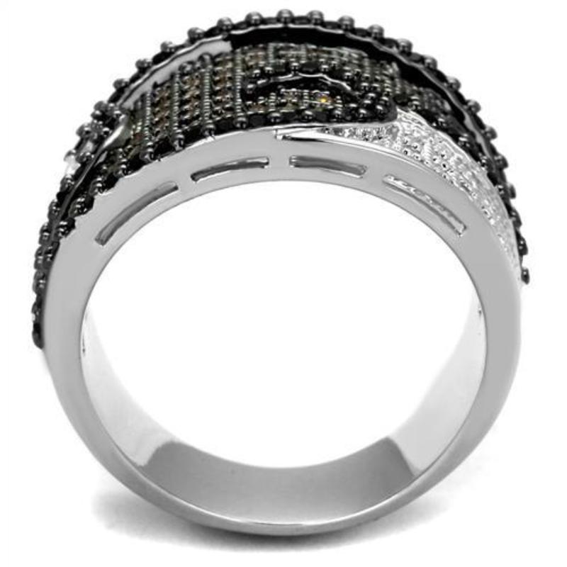 Rhodium + Ruthenium Brass Ring with AAA Grade CZ in Multi Color