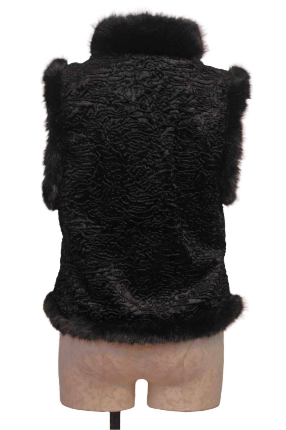 Women's Faux Fur Collar Vest In Black