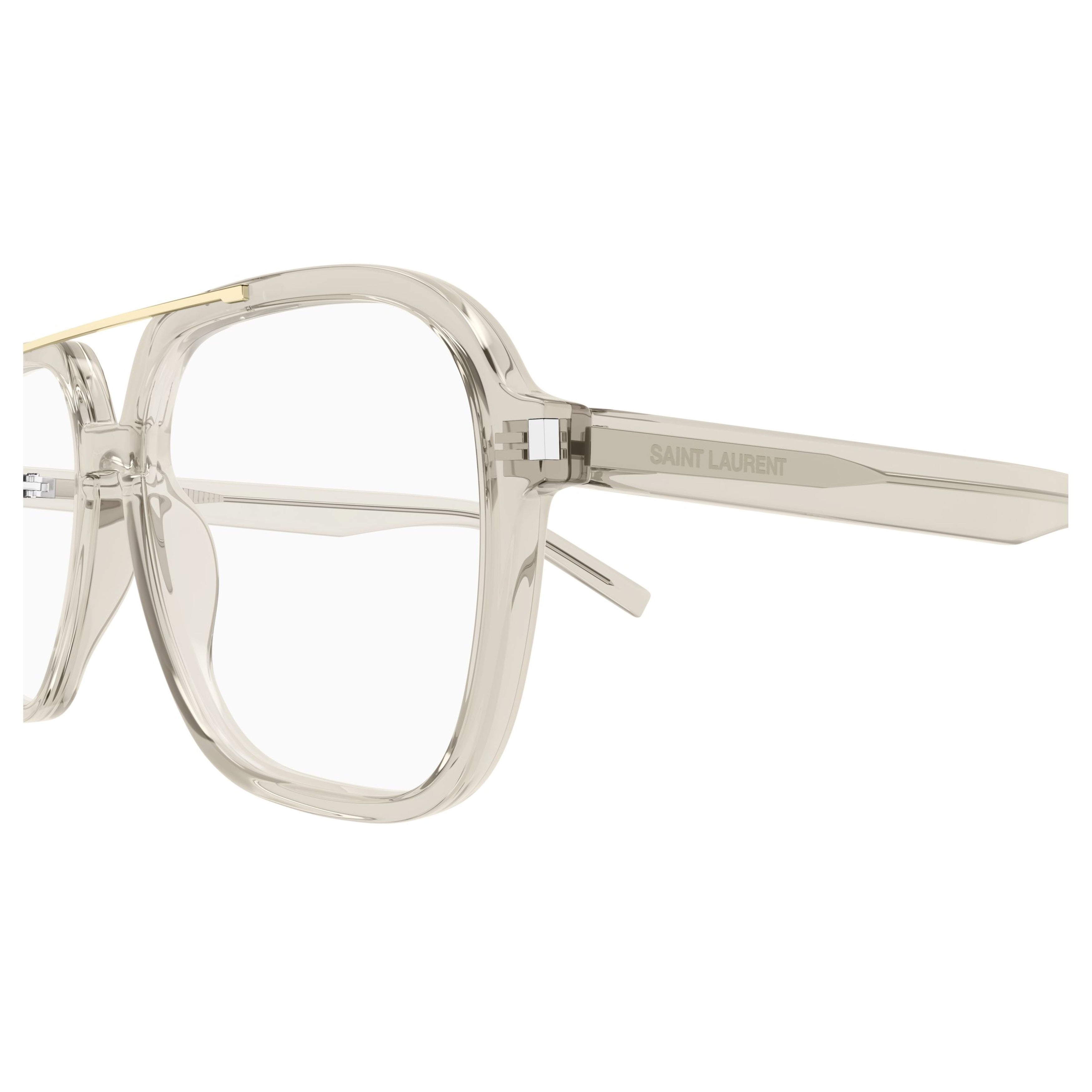 Translucent Square Frame Sunglasses With Gold Accent