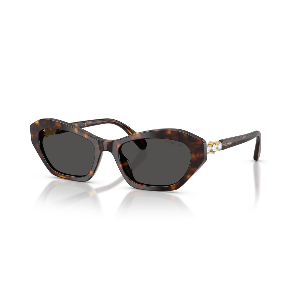 0Sk6048 Angular Tortoiseshell Sunglasses with Crystal Accents