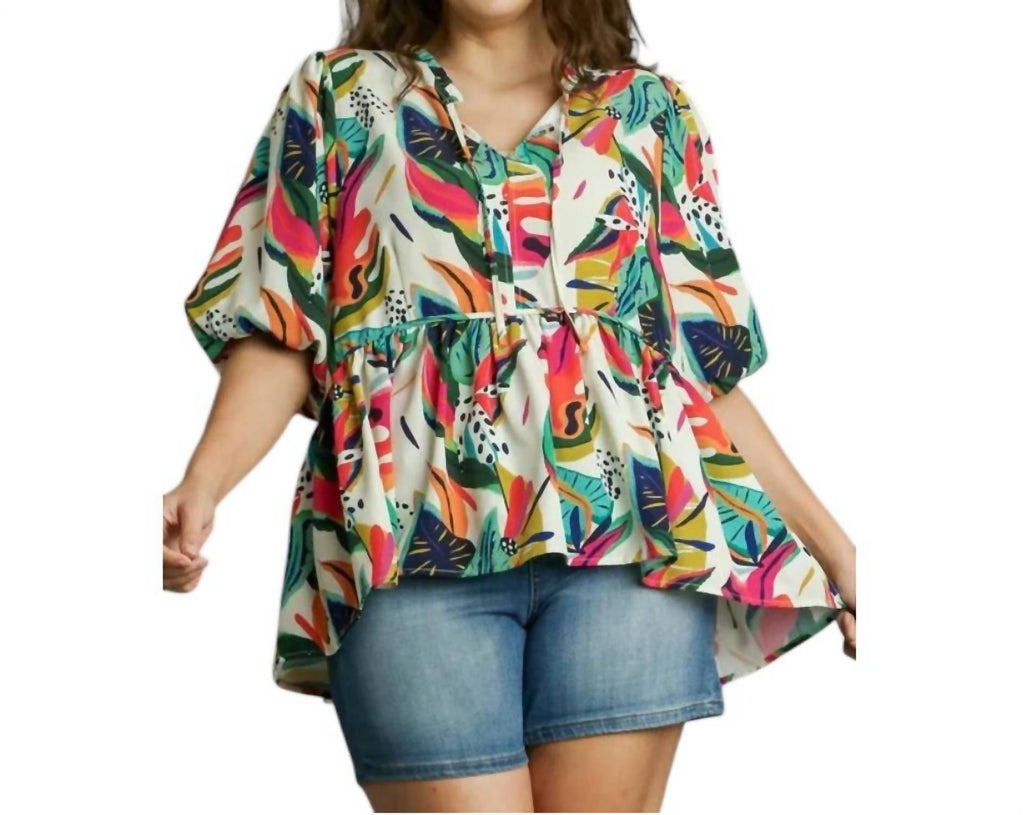 What Could Be V-Neck Top - Plus Size In Cream Mix