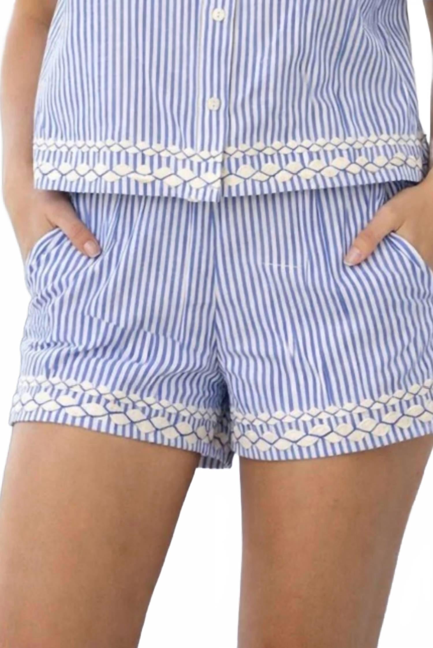 Riley Cotton Poplin Shorts In Sconset Blue