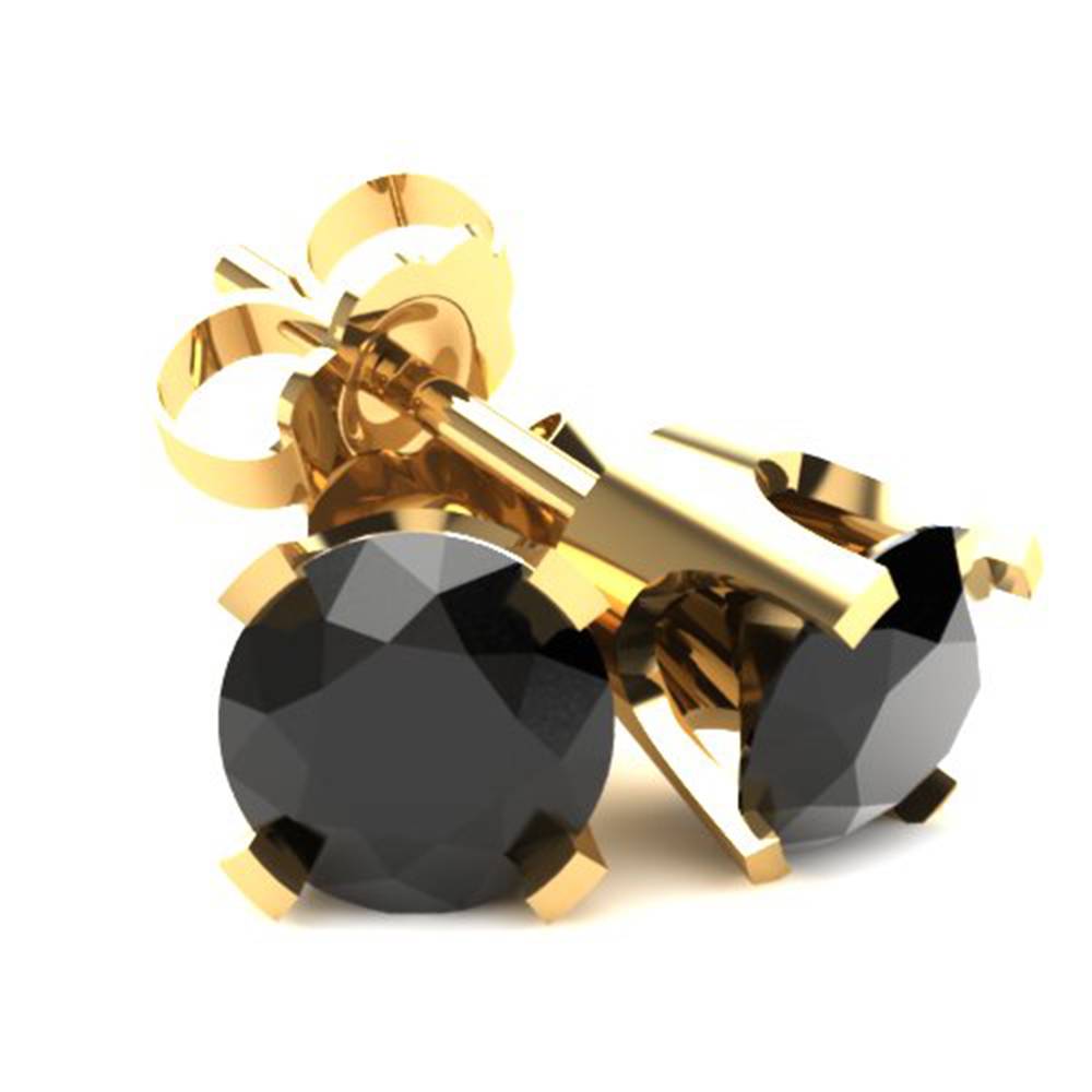2.00Ct Round Brilliant Cut Heat Treated Black Diamond Stud Earrings in 14K Gold Classic Setting