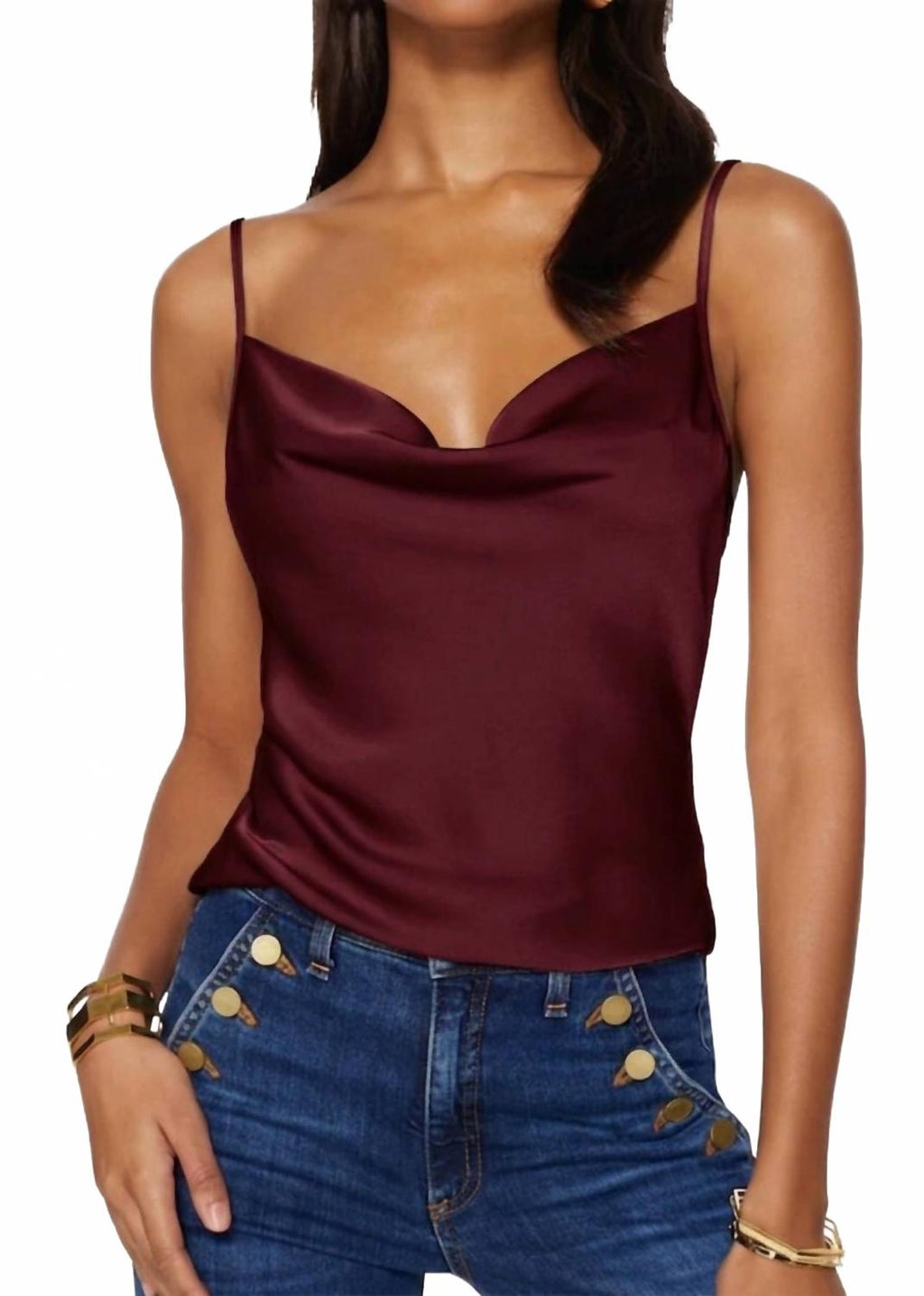 Abigail Cowl Neck Tank Top In Cabernet