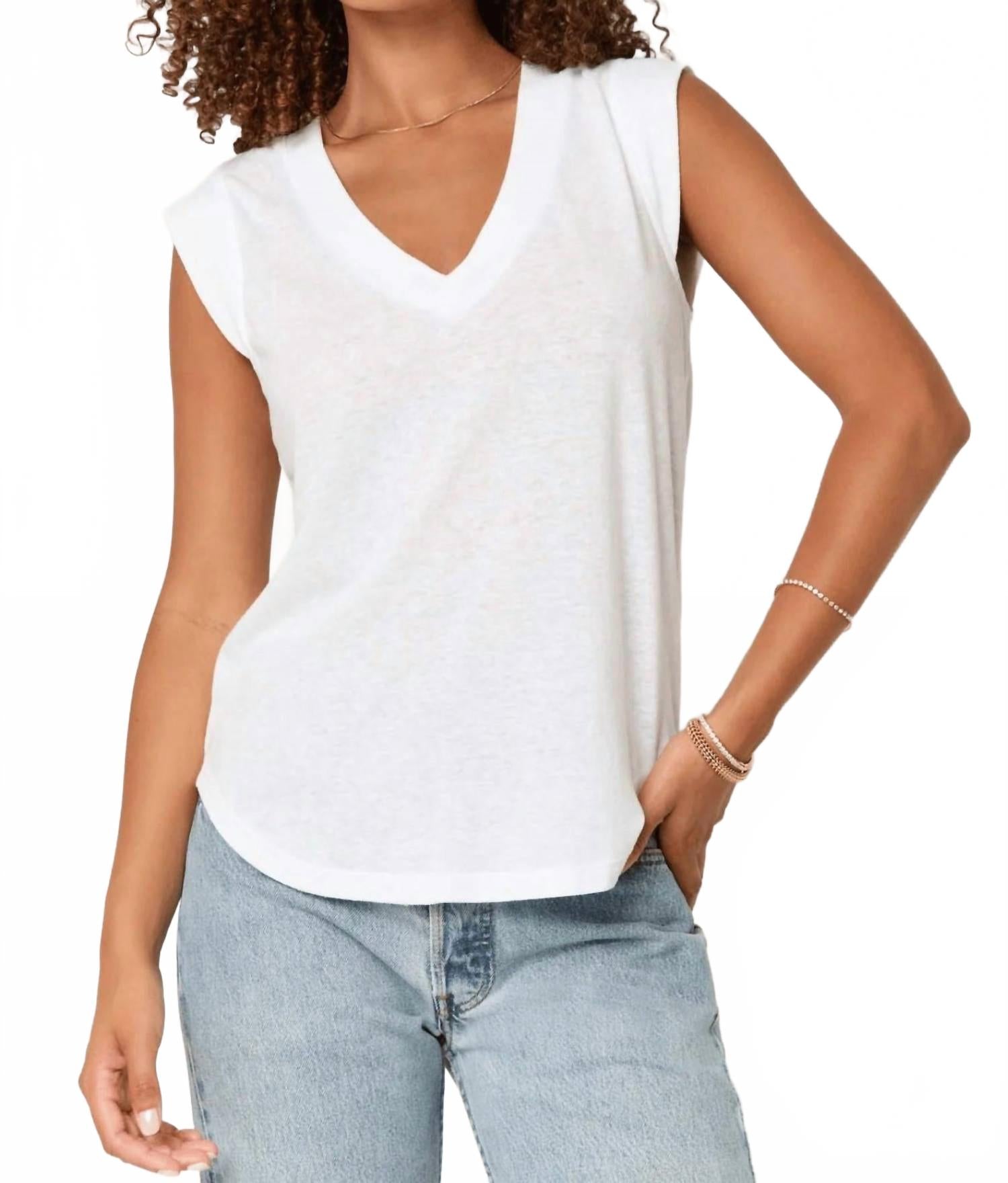 Rue V-Neck Tank In White