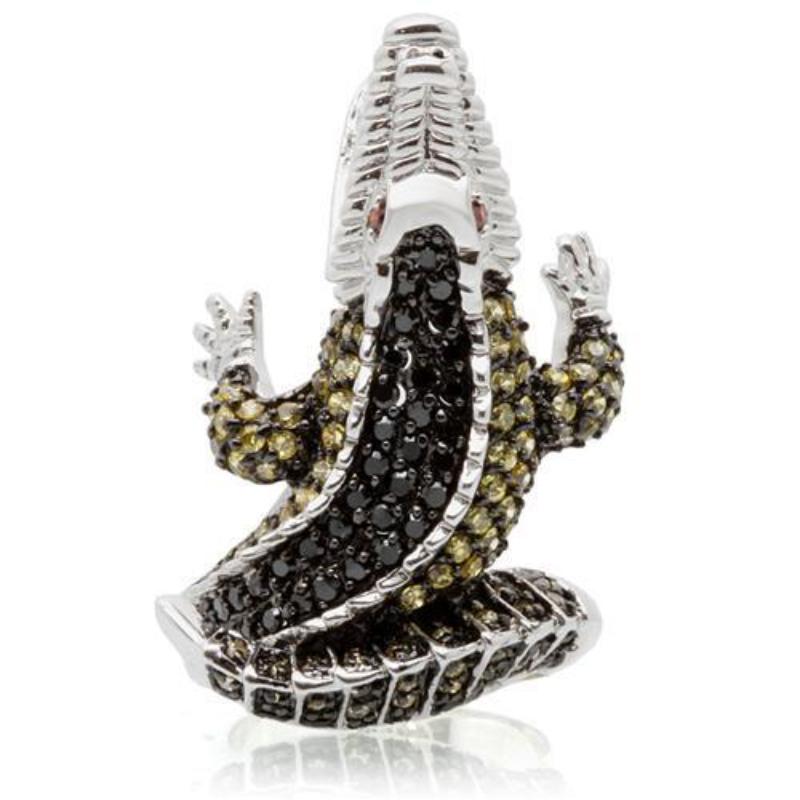 Rhodium + Ruthenium Brass Ring with AAA Grade CZ in Multi Color