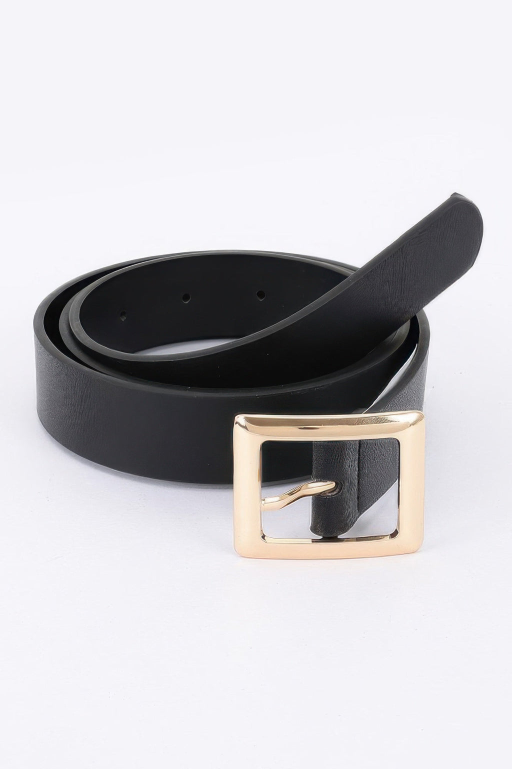 Simple Square Buckle Faux Leather Belt