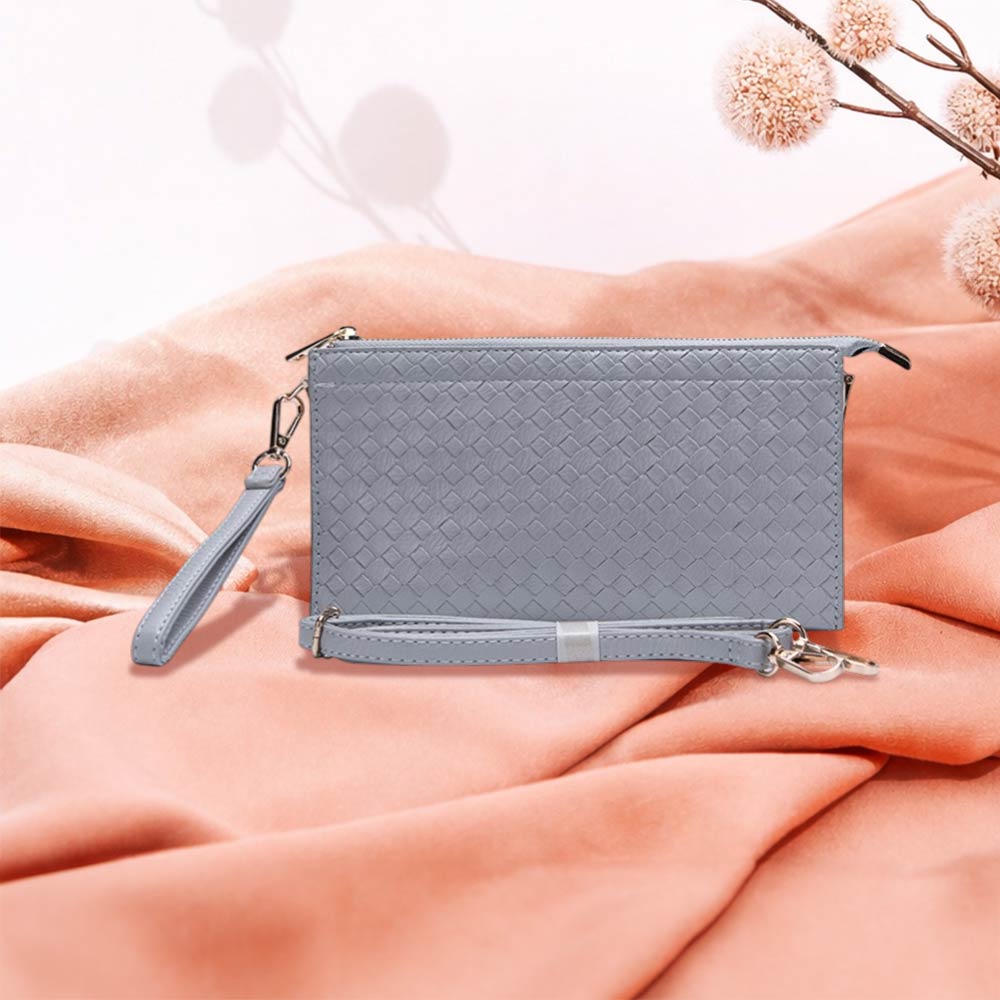 Textured Faux Leather Slim Wallet Crossbody Bag