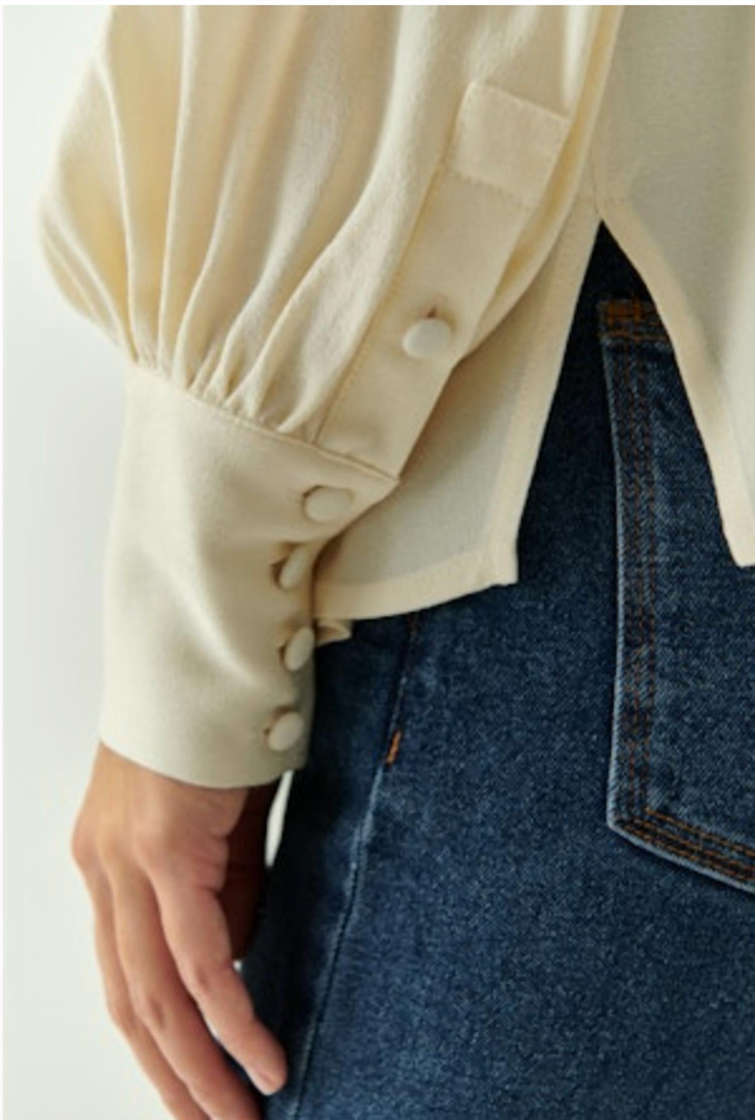 Harlee Collar Long Sleeve Shirt In Ecru