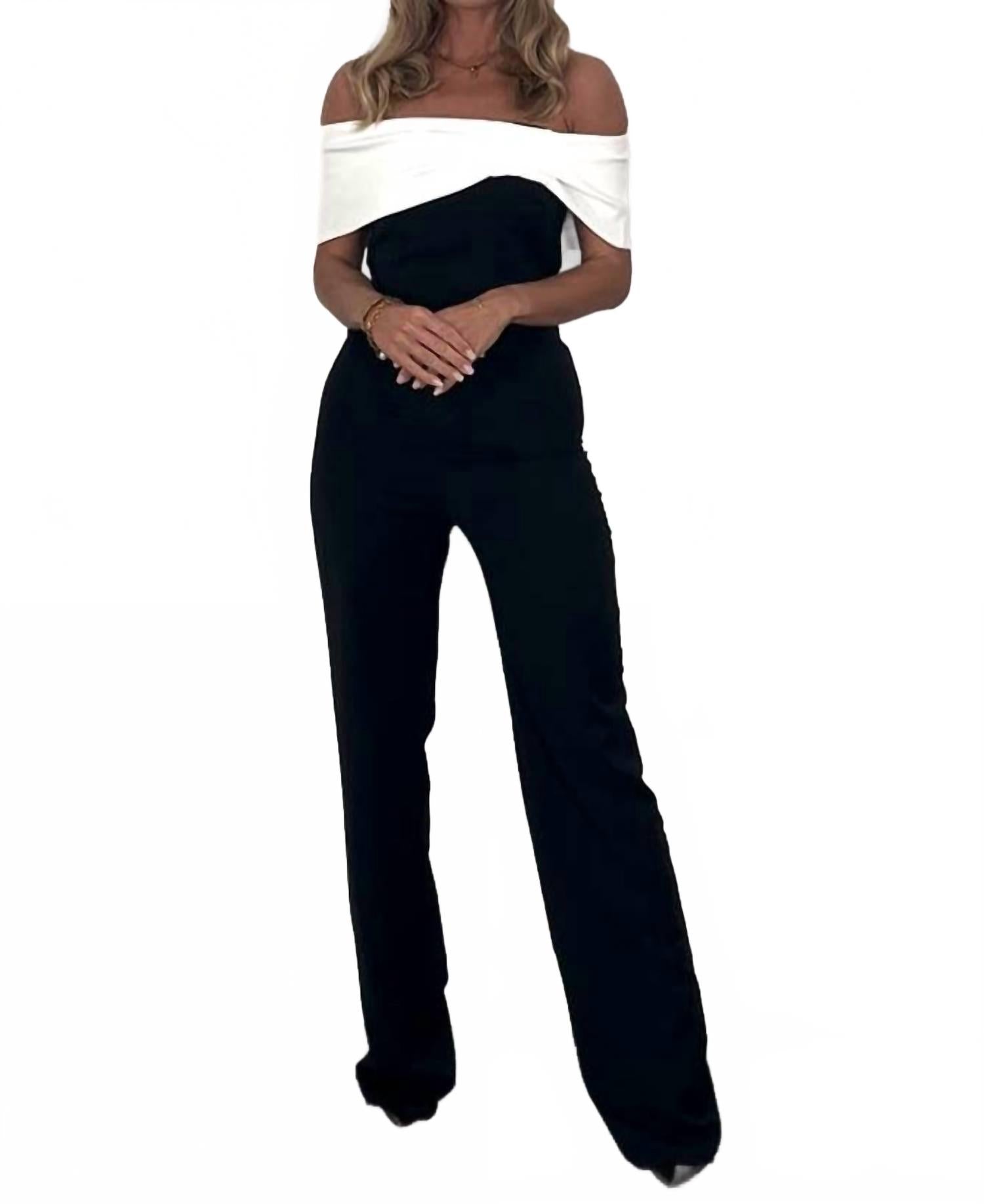 Lexi Off-Shoulder Jumpsuit In Monochrome