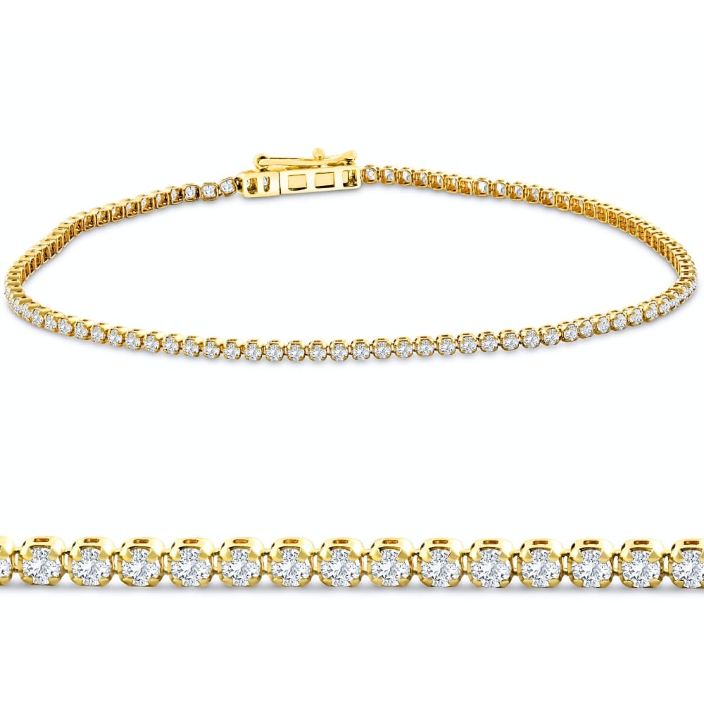 2Ct Diamond Lightweight 7" Tennis Bracelet 14k Gold Lab Grown