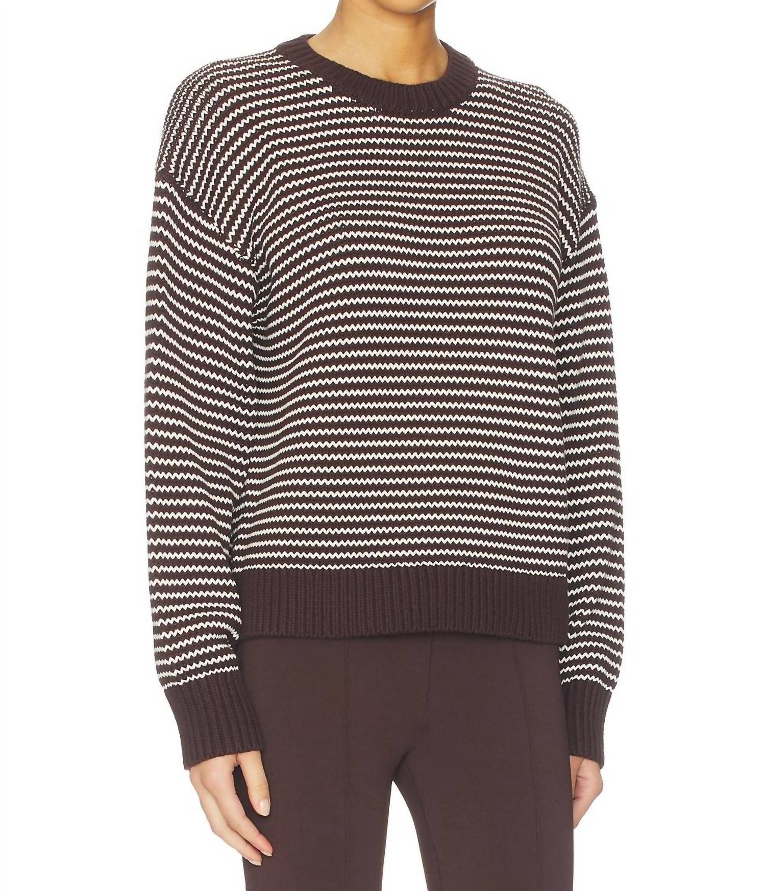 Aura Long Sleeve Jersey Sweater In Mocha