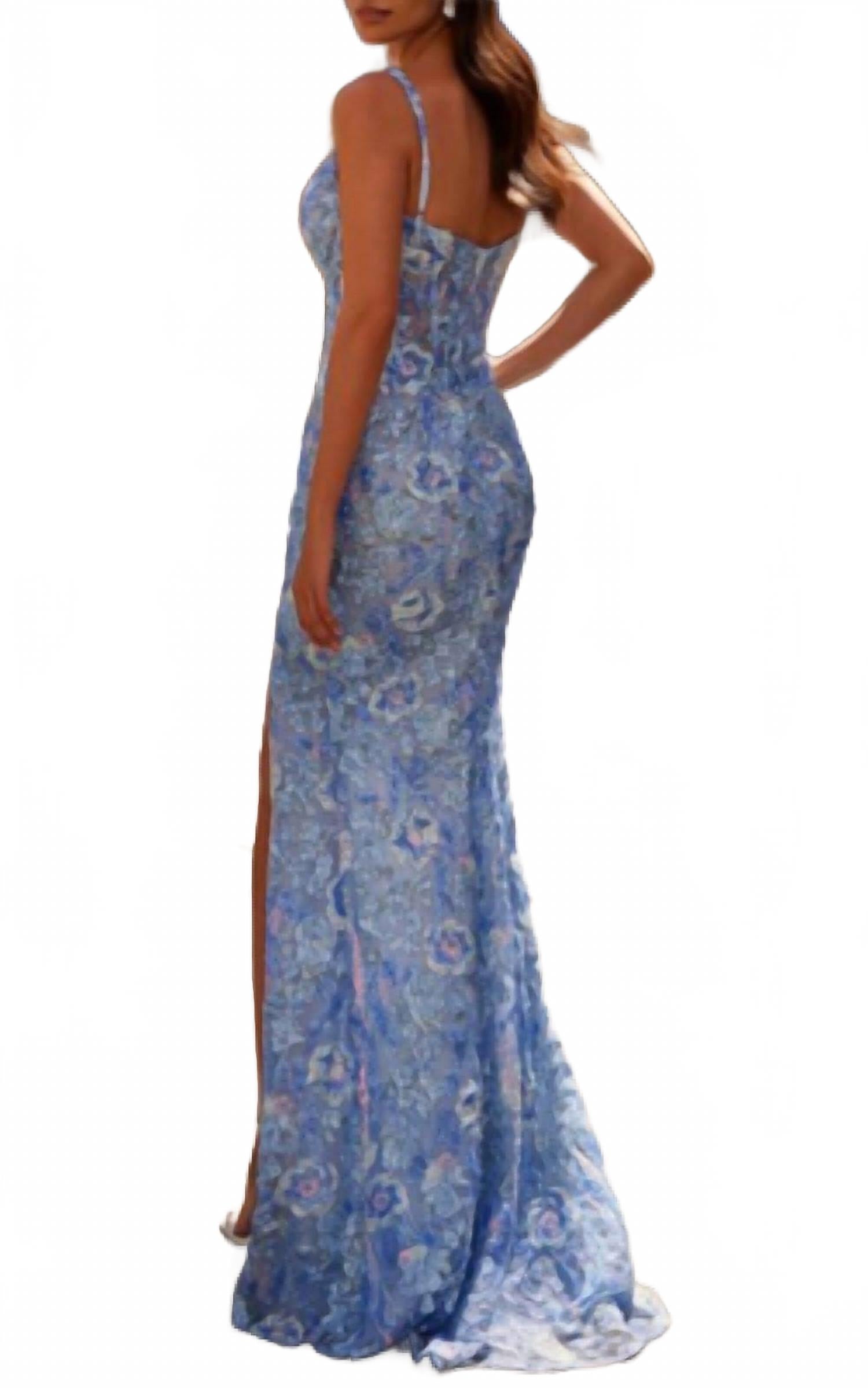 Beaded Dress In Cloud Blue