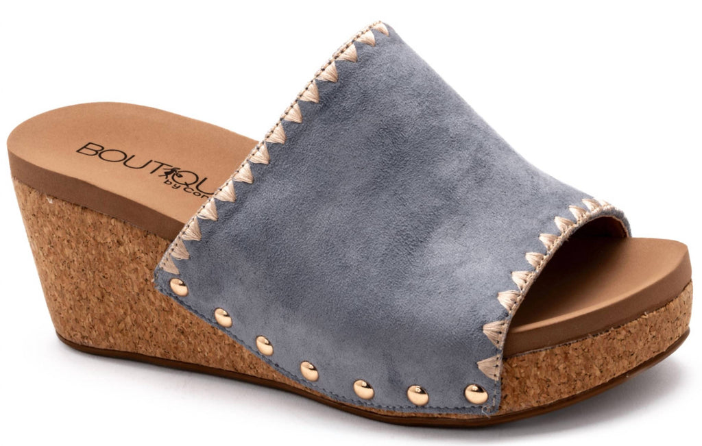 Women's Stitch N Slide Wedge Sandals In Light Blue