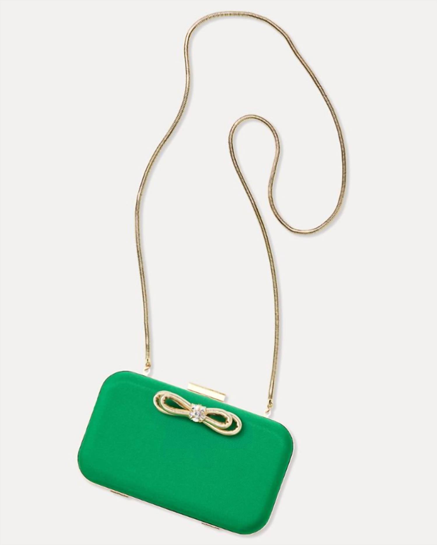 Jessy Bow Hard Clutch In Bamboo Green