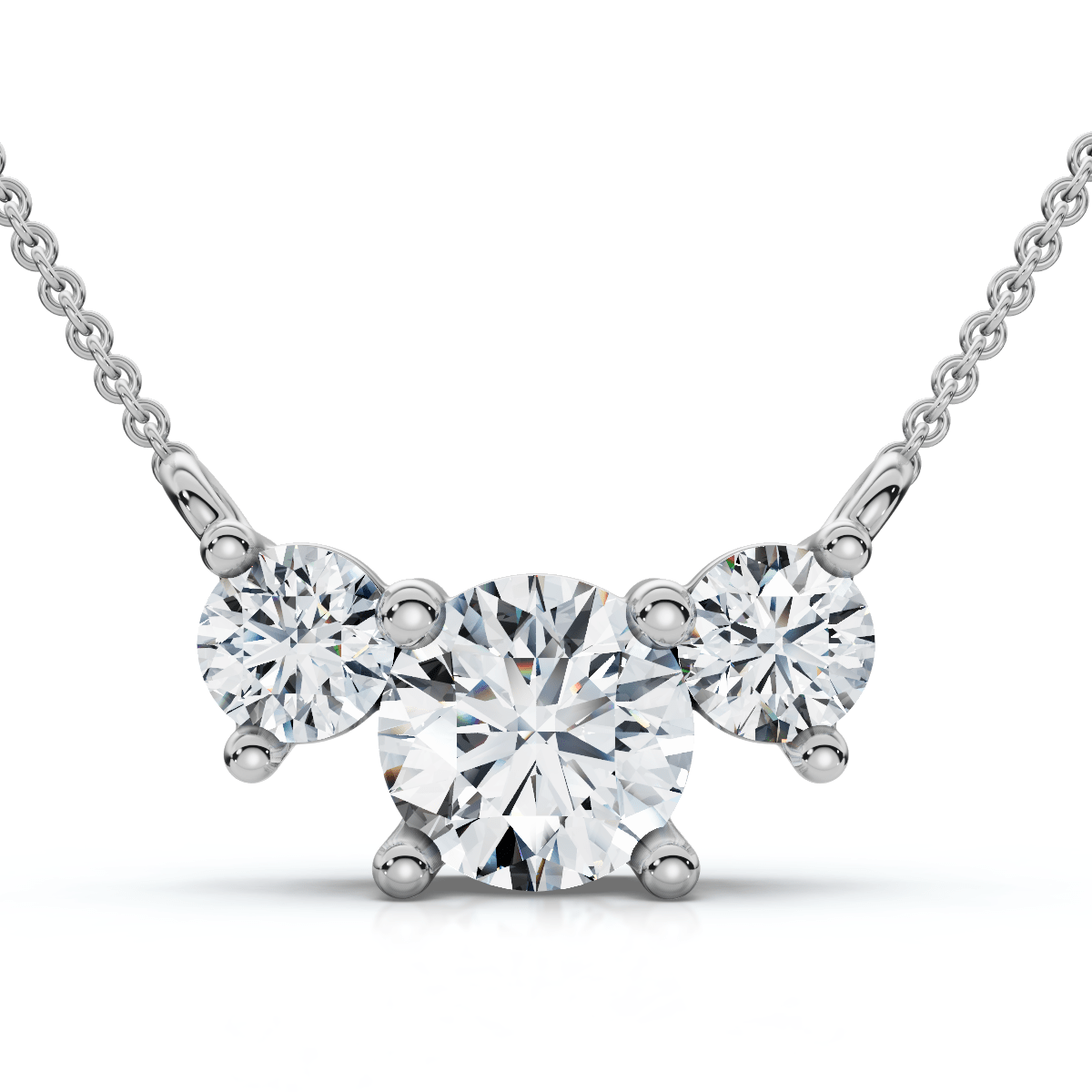 1Ct Diamond 3-Stone Pendant Necklace 14k Gold Lab Grown
