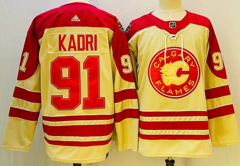 Men's Calgary Flames Nazen Kadri #91 Yellow Player Game jersey