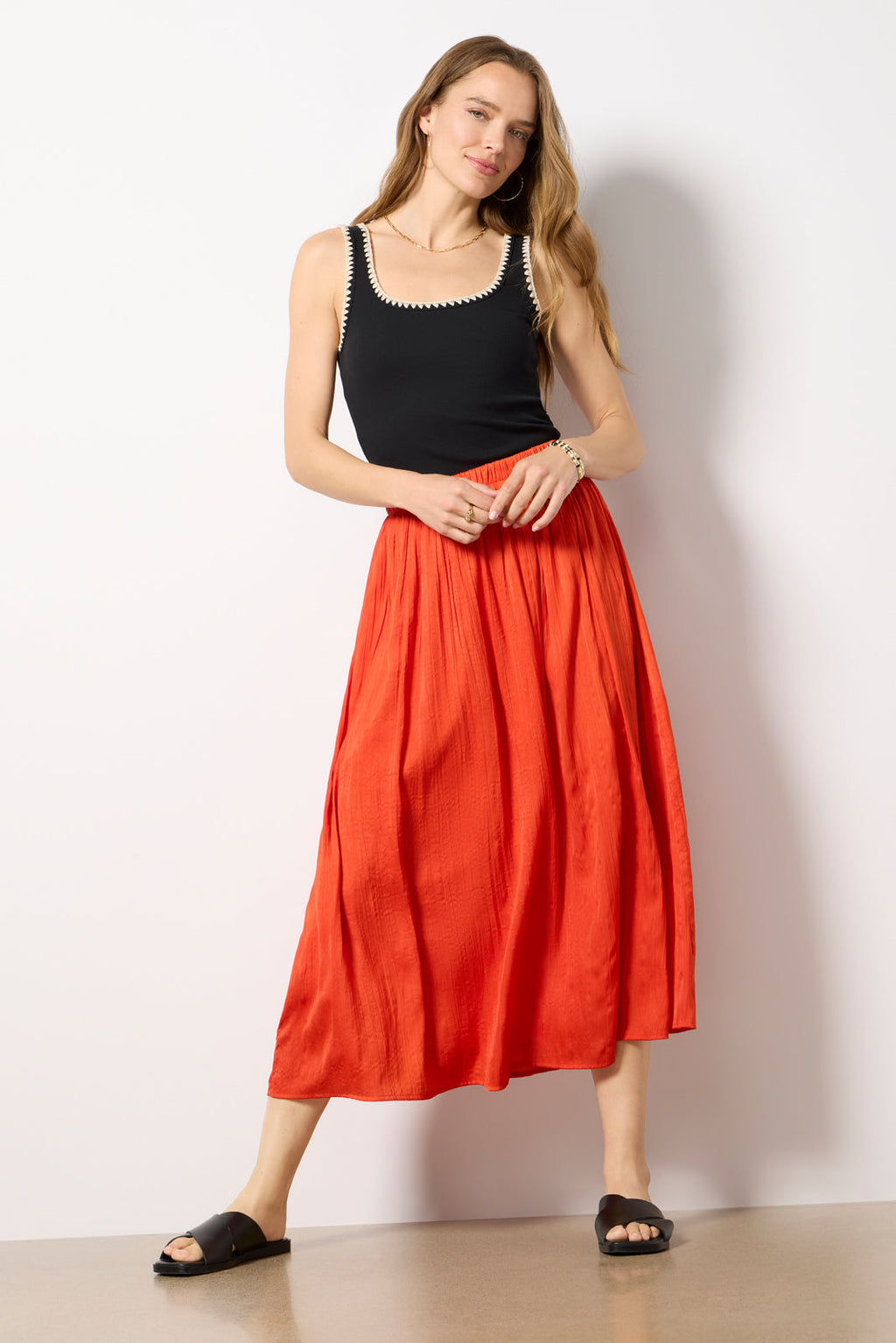 Women's Claire Satin Midi Skirt