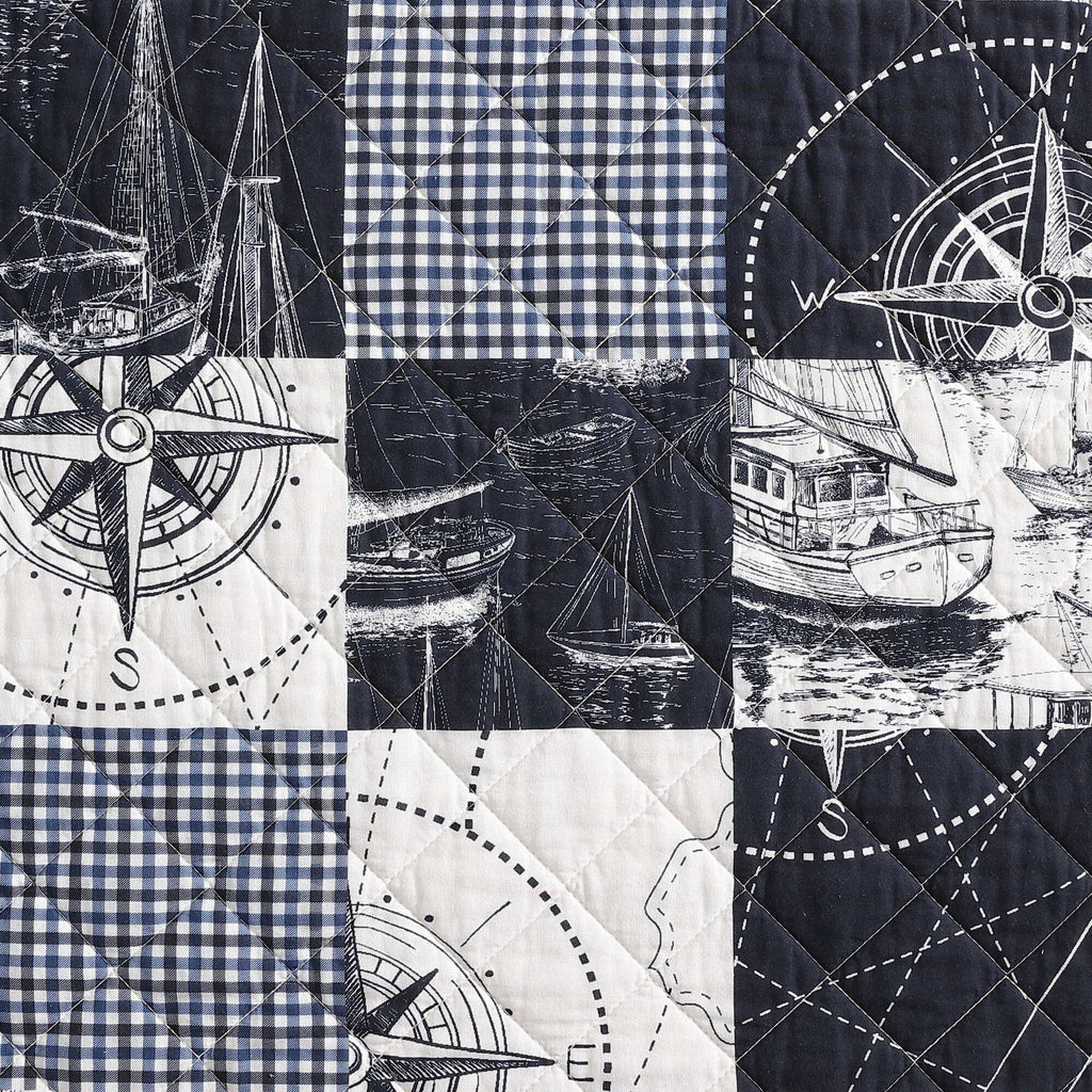 Nautica Sailor's Patchwork Blue King Quilt Set