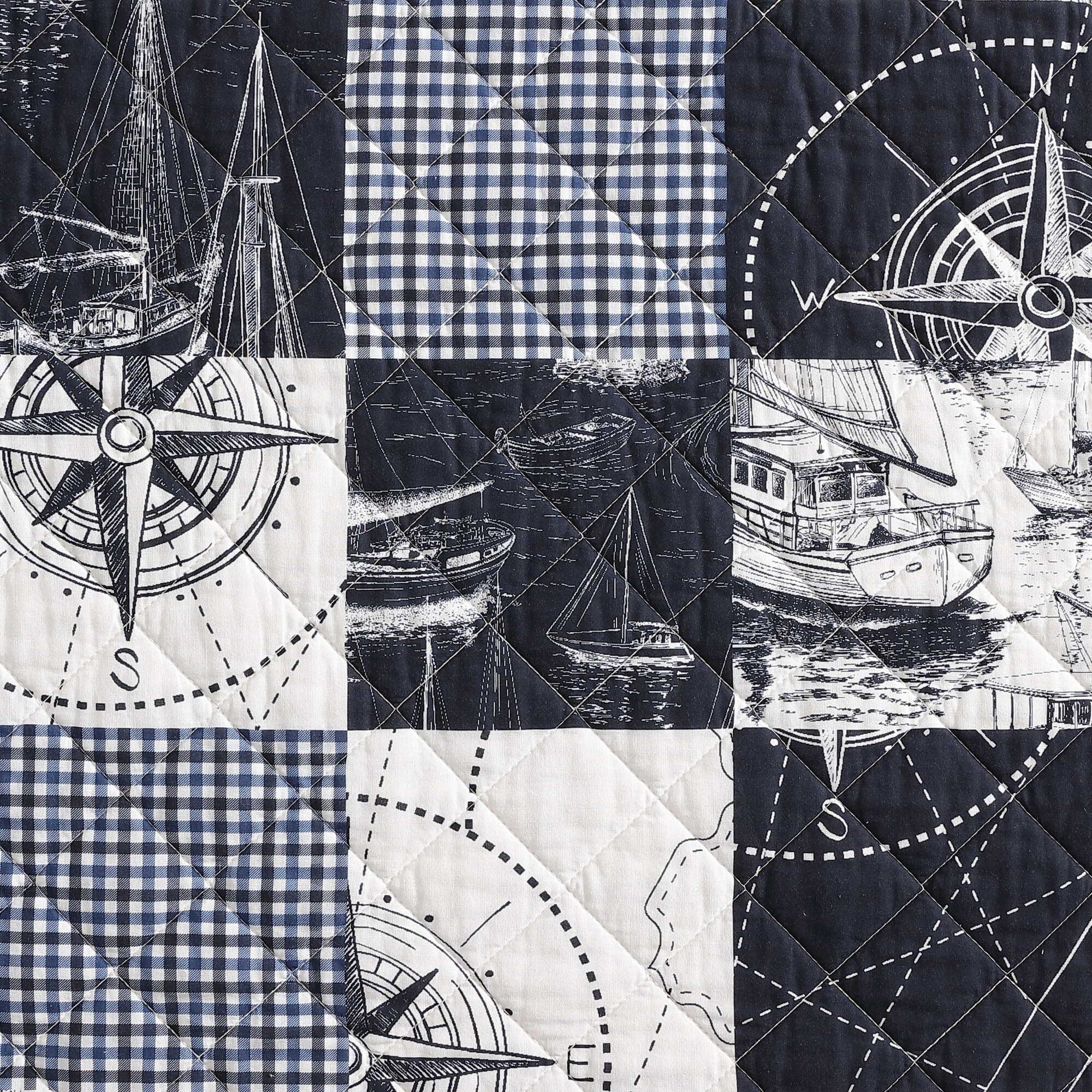 Nautica Sailor's Patchwork Blue Full/Queen Quilt Set