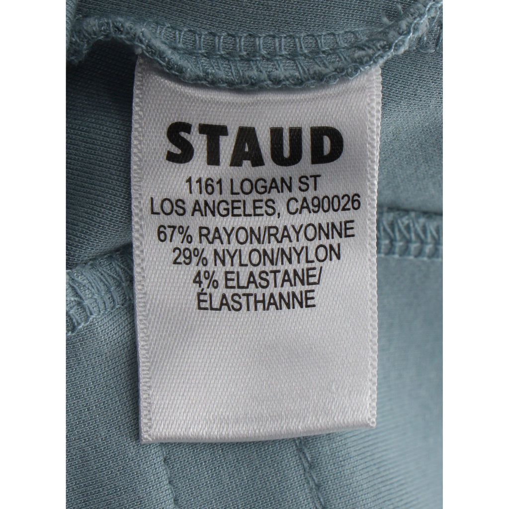 Staud Straight-Leg Trousers in Blue Rayon
