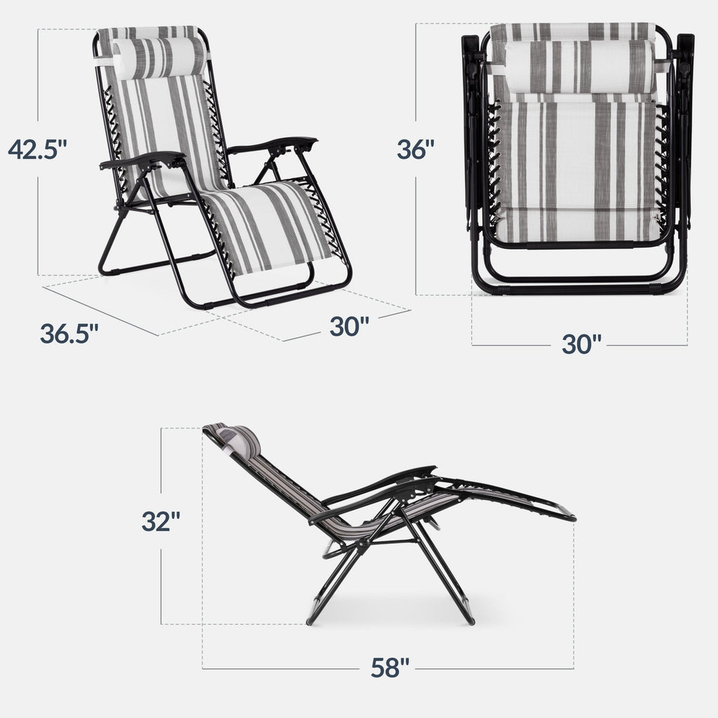 Best Choice Products Set of 2 Extra Wide Zero Gravity Lounge Chair Recliners w/ Cup Holder