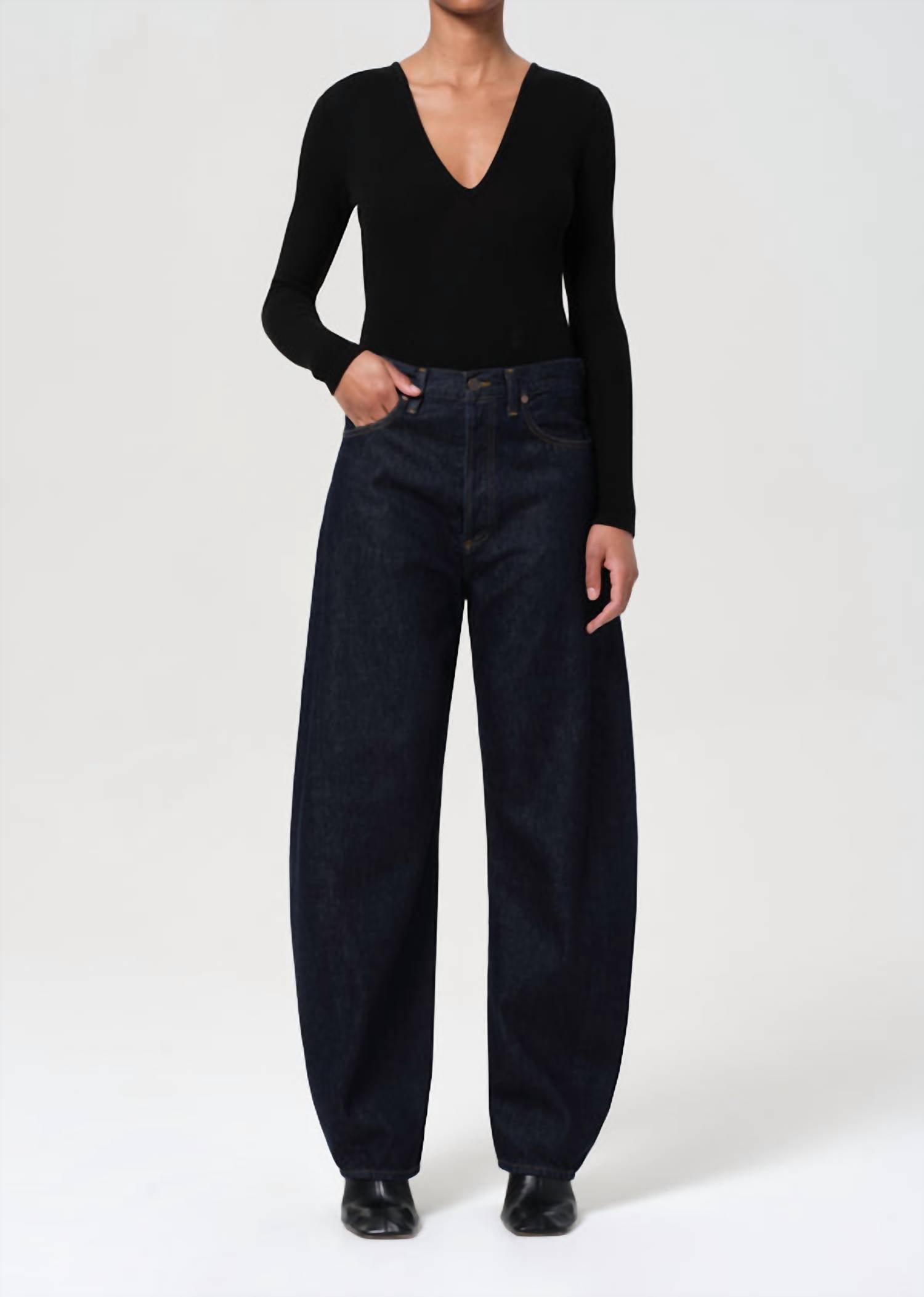 Luna High Rise Pieced Taper Jeans In Rinse