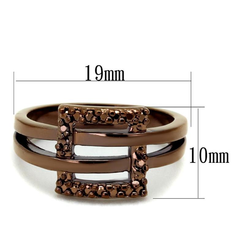 IP Coffee light Brass Ring with AAA Grade CZ in Light Coffee
