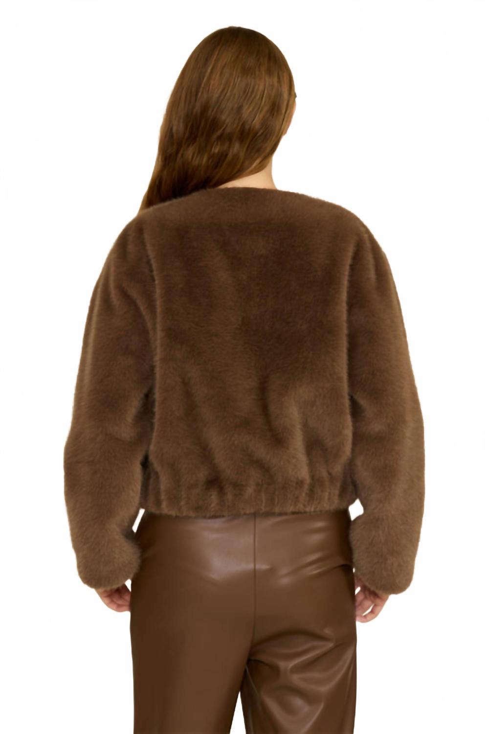 Aubrey Faux Fur Jacket In Brown