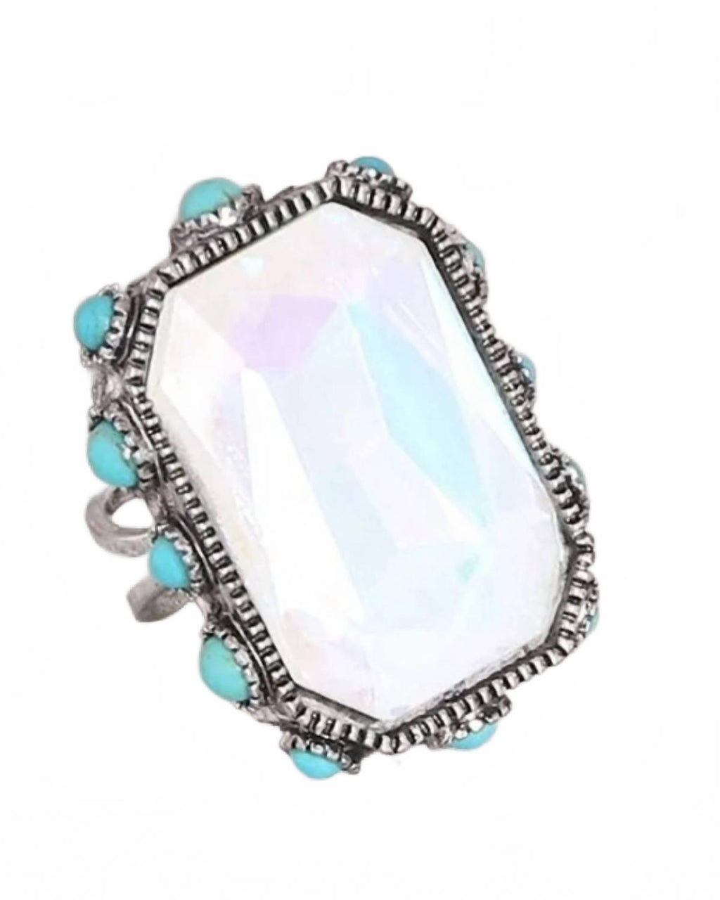 Women's Crystal Adjustable Ring In Clear Octagon