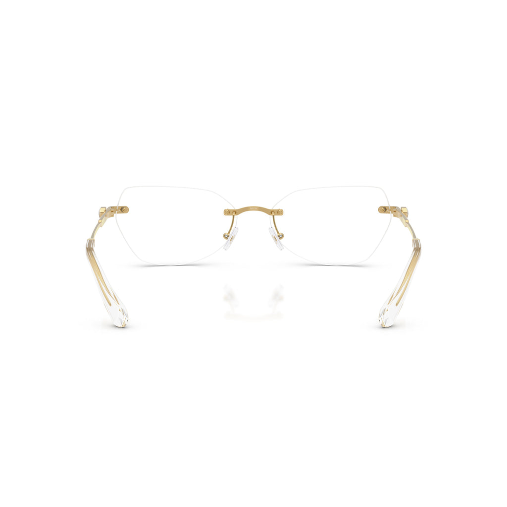 0Sk1031 Rimless Gold Metal Eyeglasses with Textured Temples