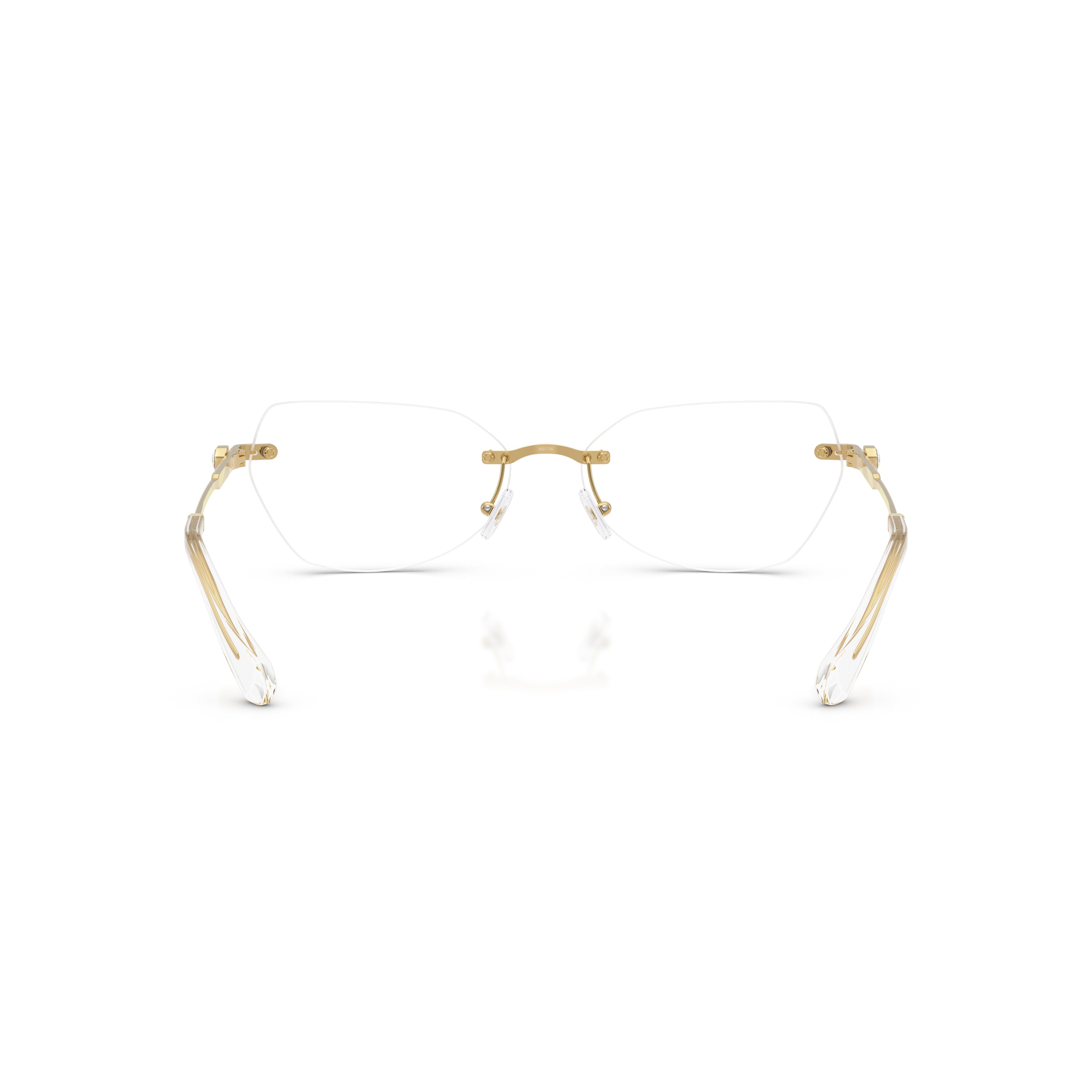 0Sk1031 Rimless Gold Metal Eyeglasses with Textured Temples