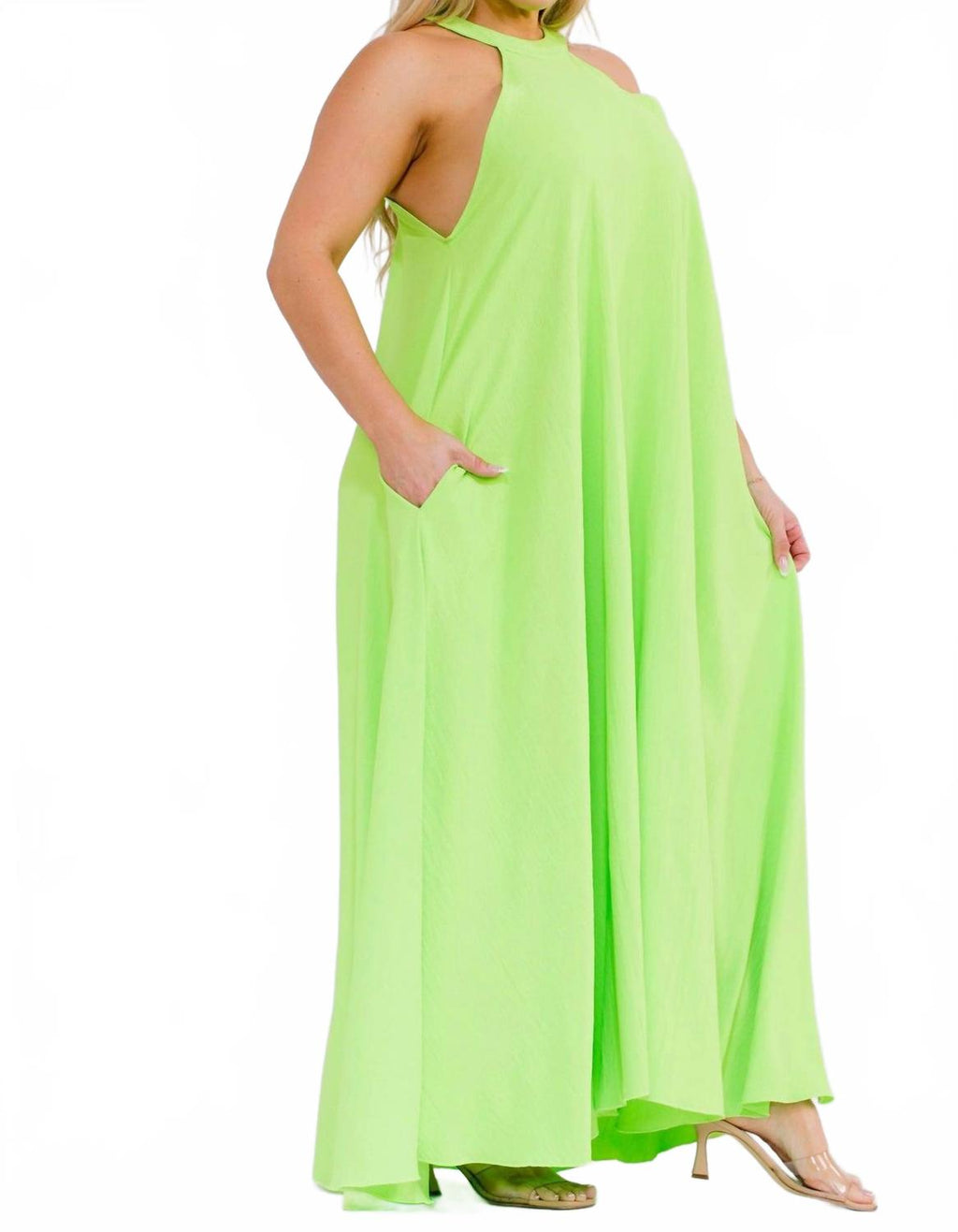 Flowy Maxi Dress In Lime