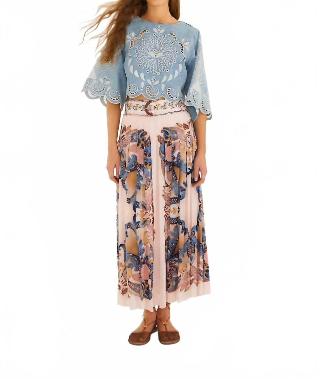 Sea Garden Scarf Maxi Skirt In Soft Pink