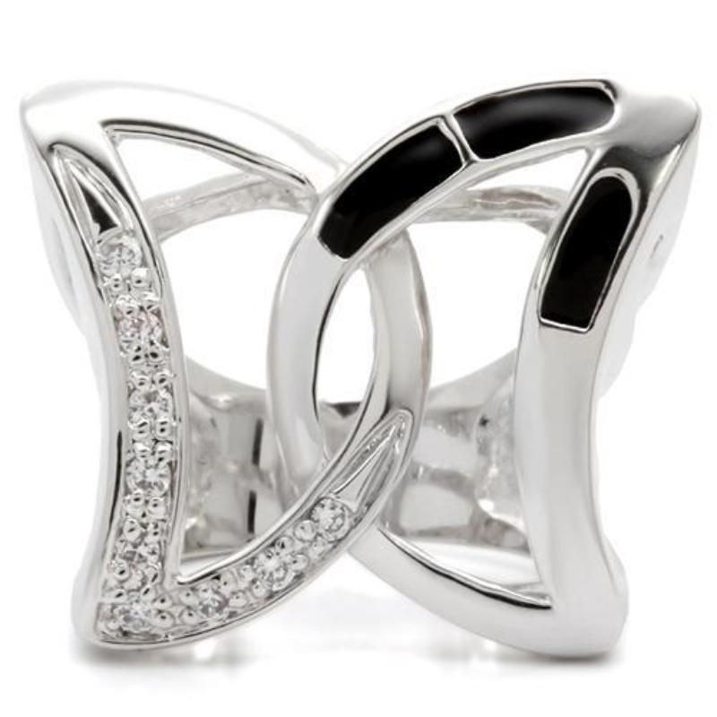 Rhodium Brass Ring with AAA Grade CZ in Clear