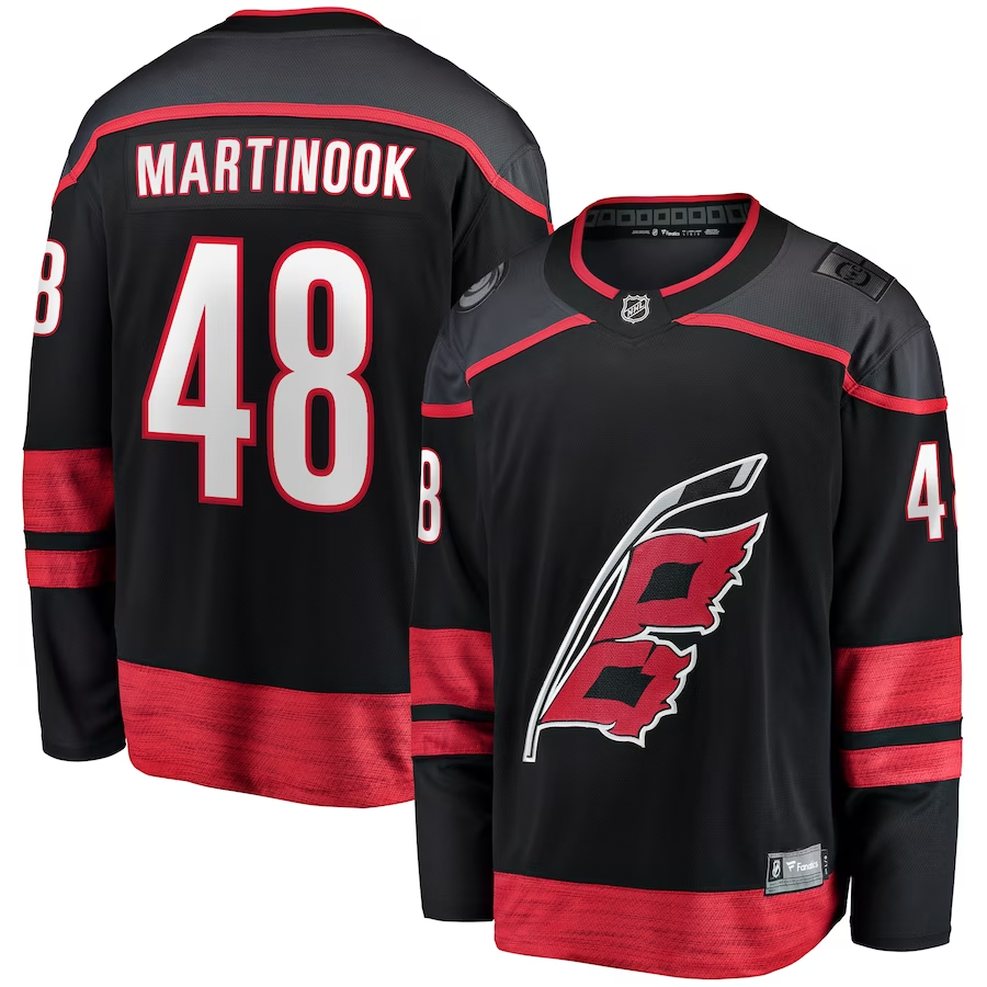 Men's Carolina Hurricanes Jordan Martinook #48 Black Home Breakaway Player jersey