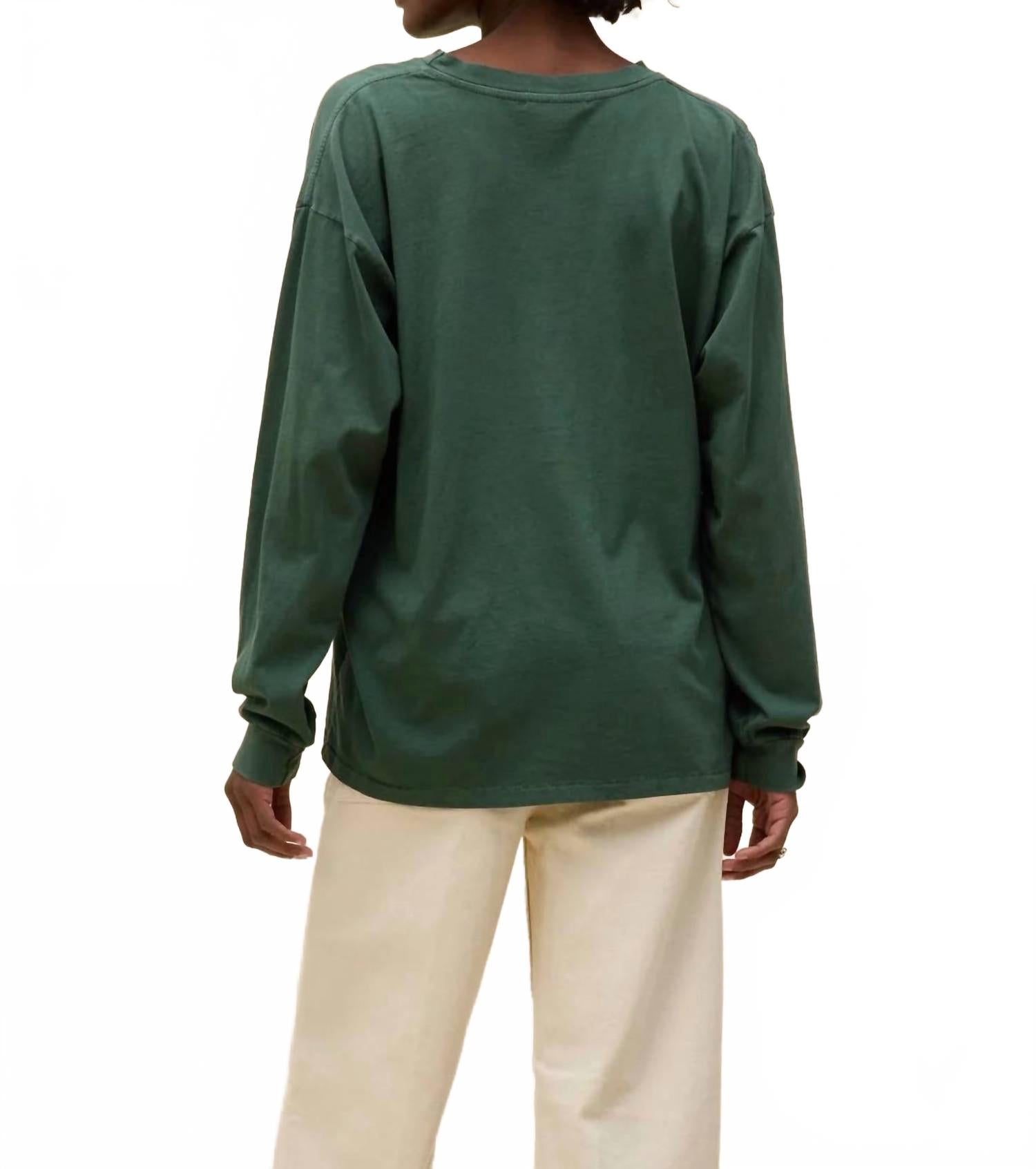 Chris Stapleton Guitar & Roses Long Sleeve Top In Deep Green