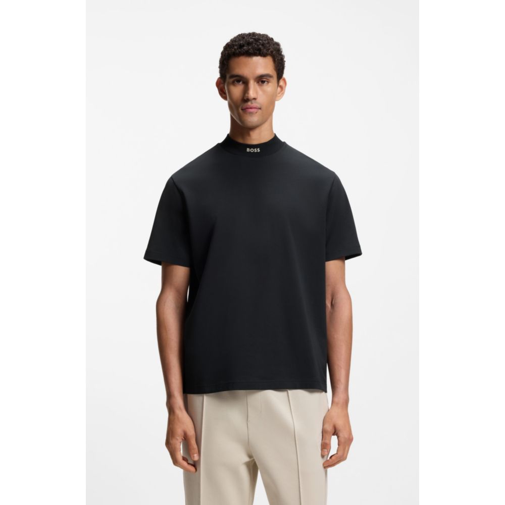 Logo-collar T-shirt in stretch cotton