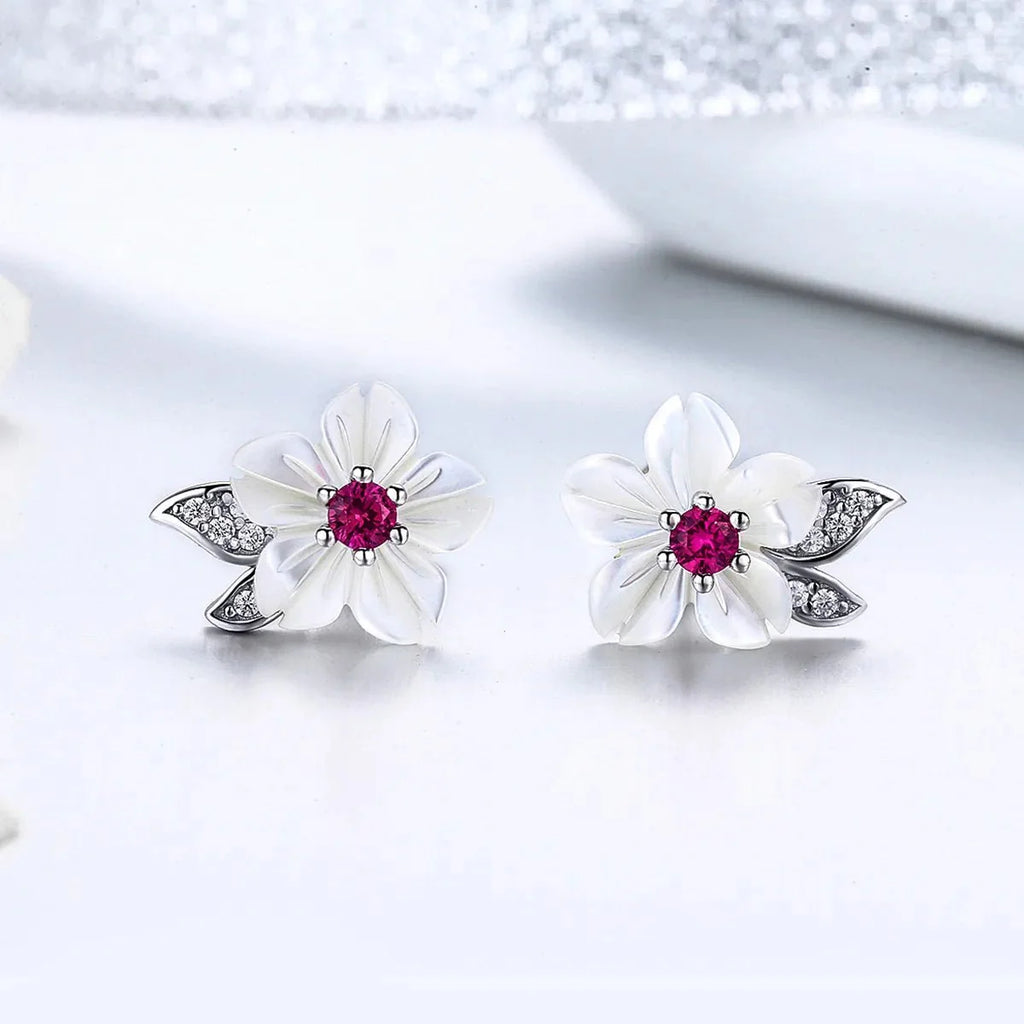 Cherry Blossom Radiance Stud Earrings