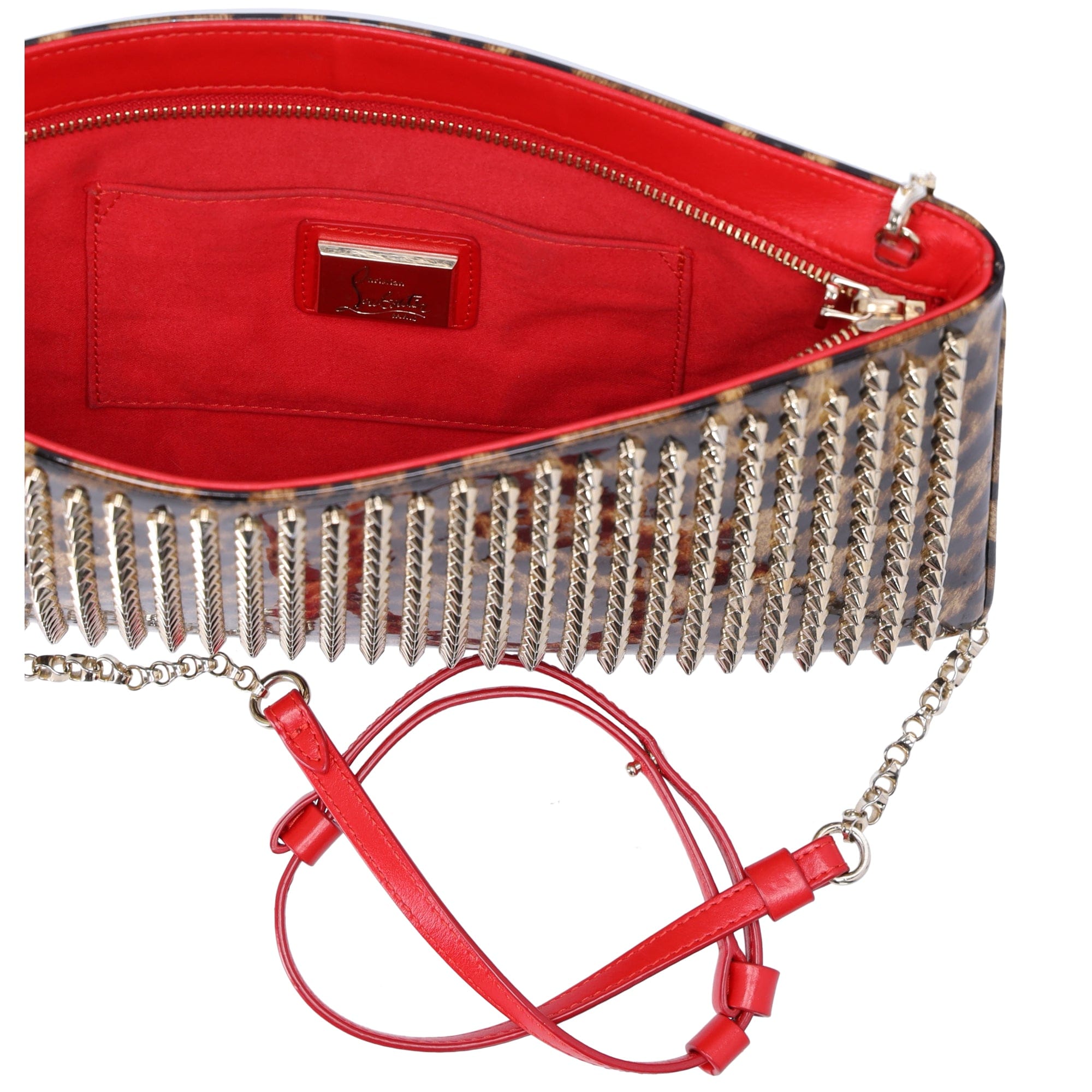 Christian Louboutin Loubiposh Shoulder Bag Light Brown Brown PVC Leopard