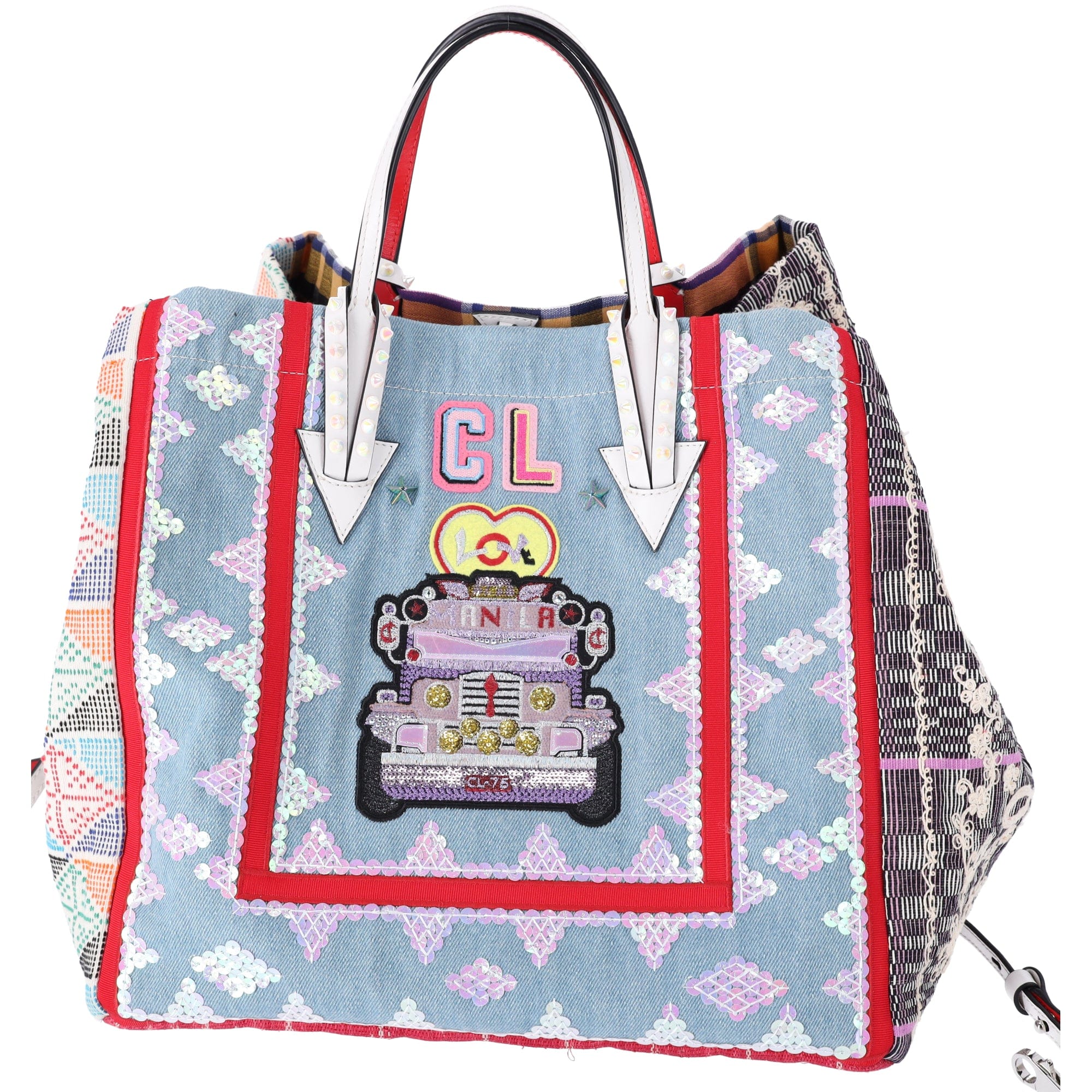 Christian Louboutin Manilacaba Caba Large Tote Motif Embroidered Multicolor