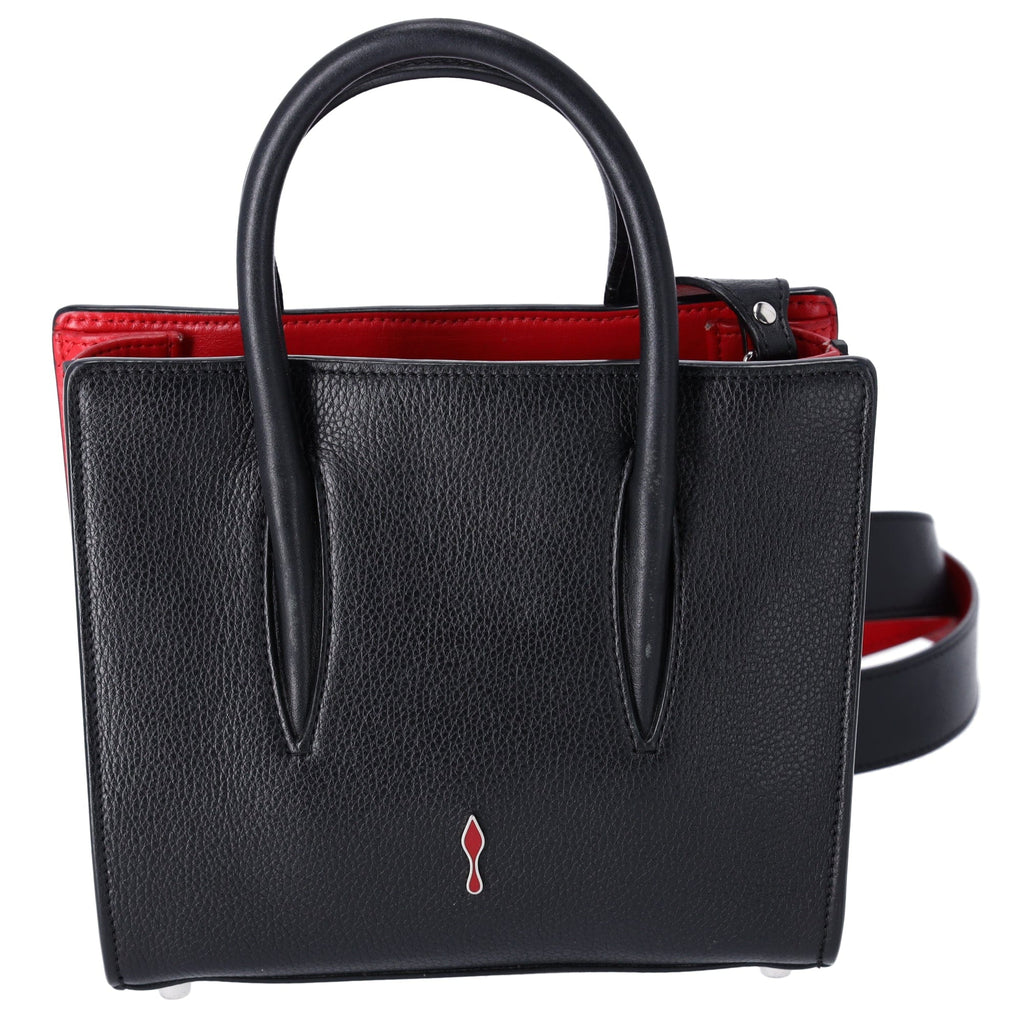 Christian Louboutin Paloma S Mini Handbag Black Silver Red Leather Nylon
